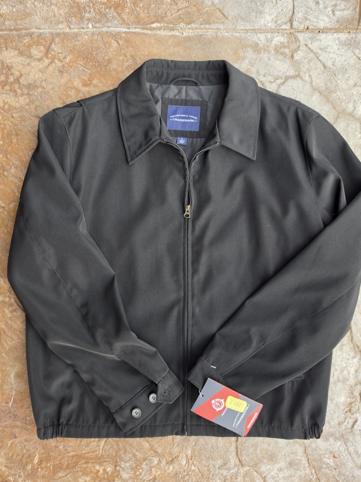 Roundtree & Yorke Trademark Black Full Zip Jacket Men’s L Regular Fit NWT