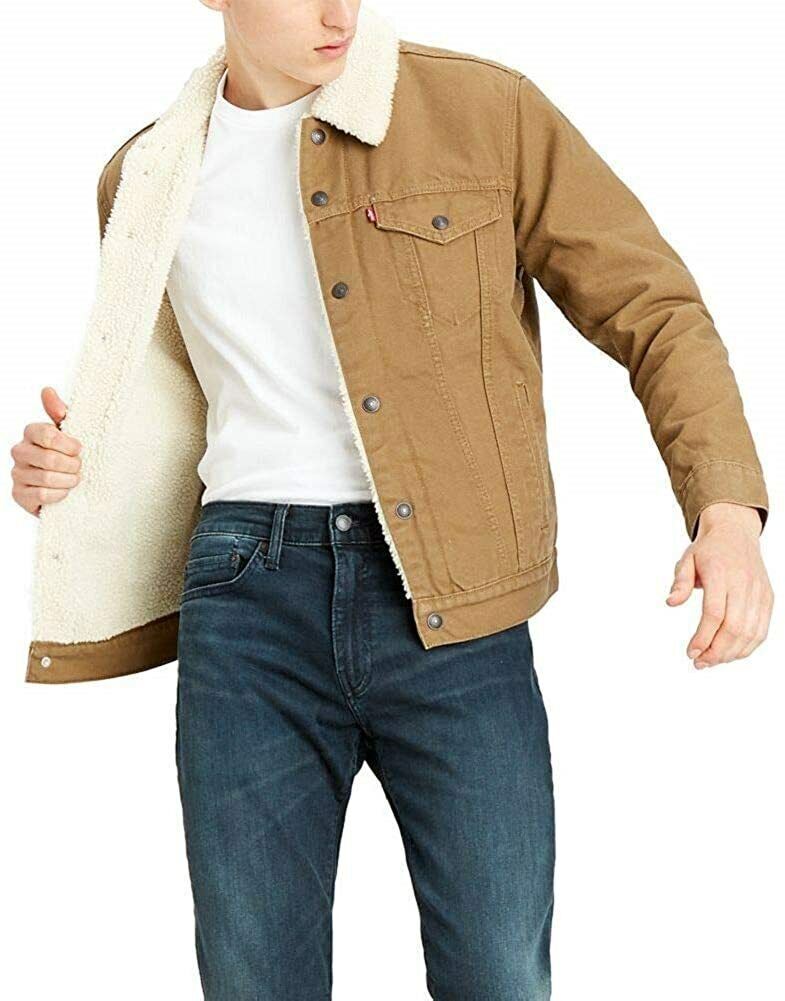 Levi’s Men’s Big & Tall Sherpa Trucker Jacket Cougar Canvas 588970004
