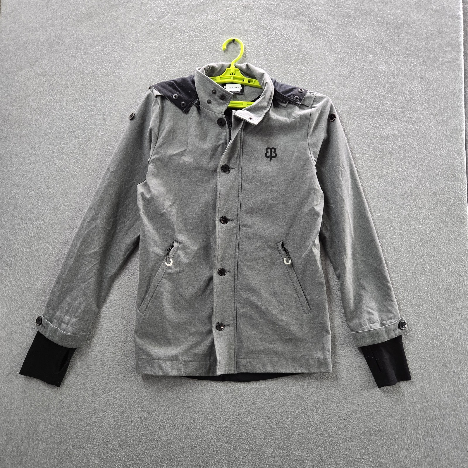 Betabrand Men Jacket S Gray Commuter Outdoor Activewear Button Zipper Hooded