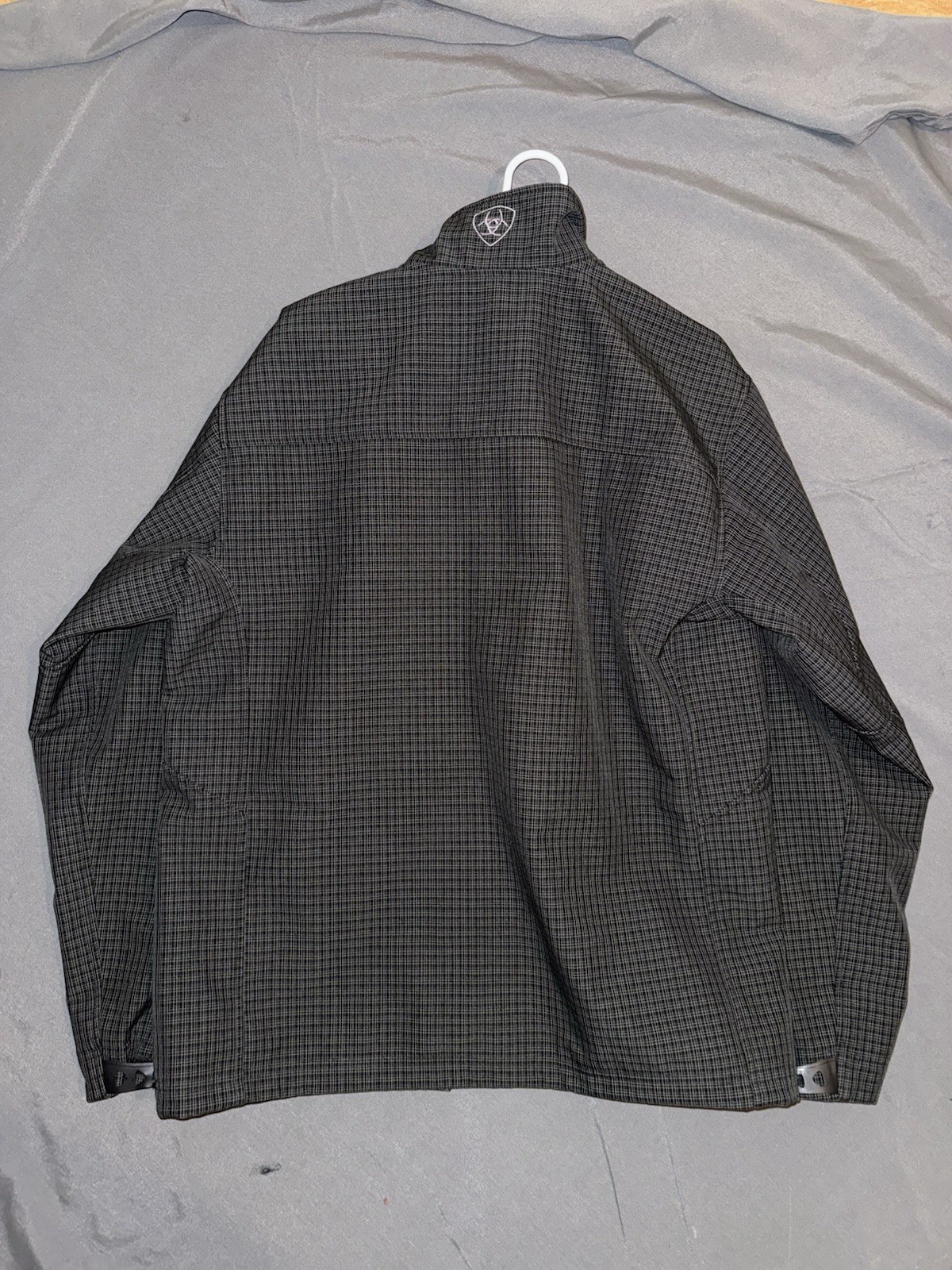 Ariat Men’s Black Check Softshell Jacket Full Zip Stand Collar Size L