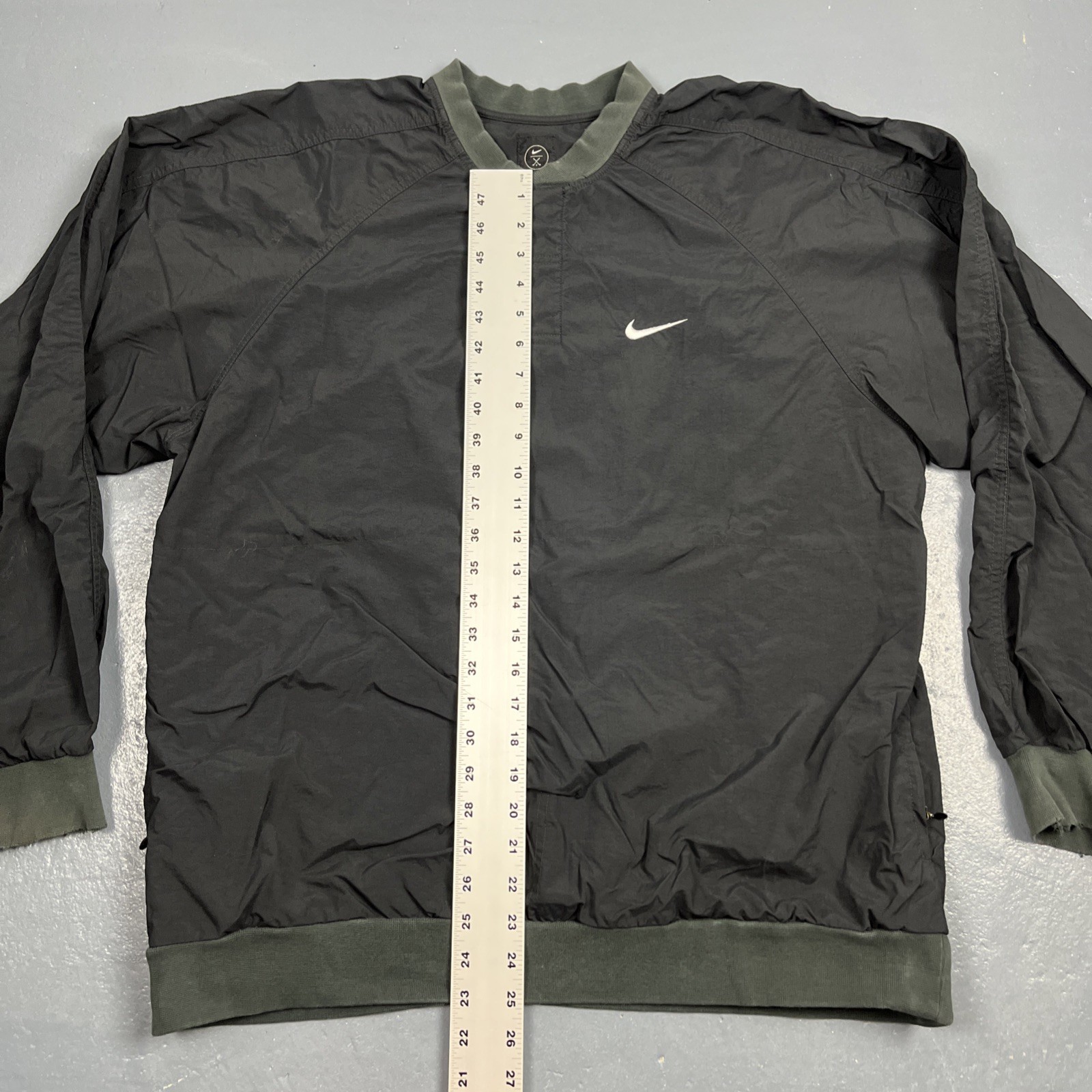 Vintage 90s Y2K Nike Golf Pullover Windbreaker Black Large Pockets VTG Sports