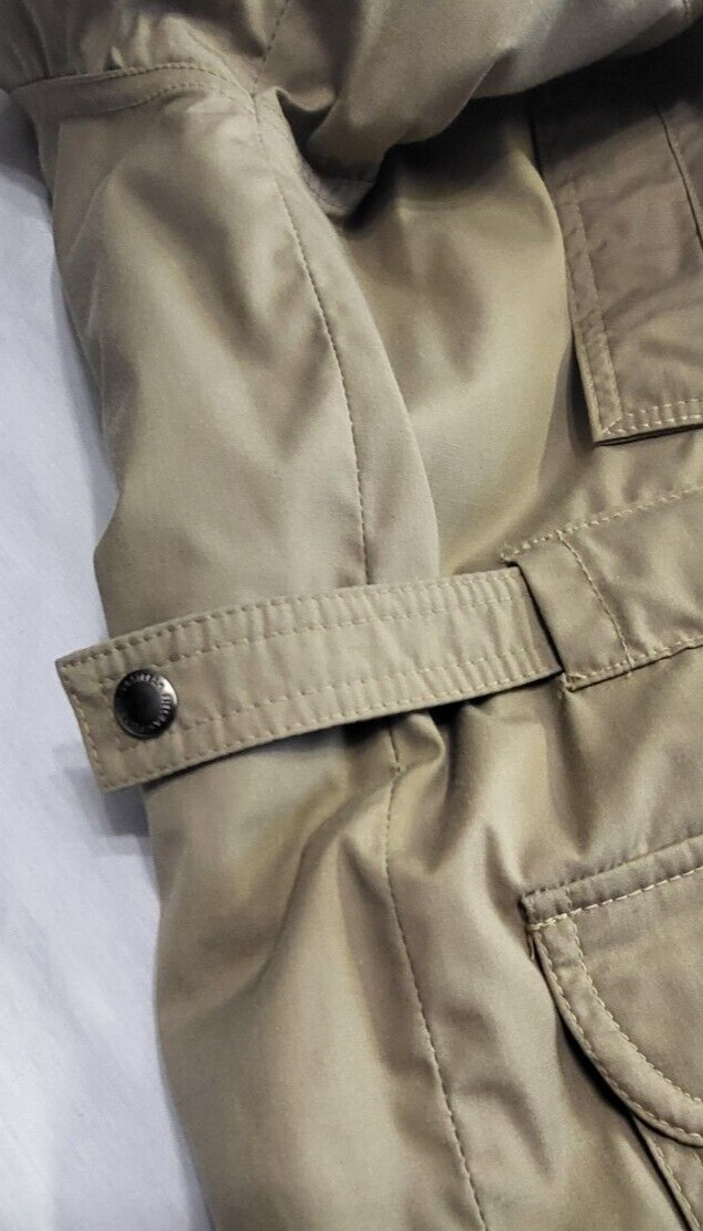Field And Stream Brown Tan Four Button Full Zip Coat Corduroy Collar Sz 40 Vtg
