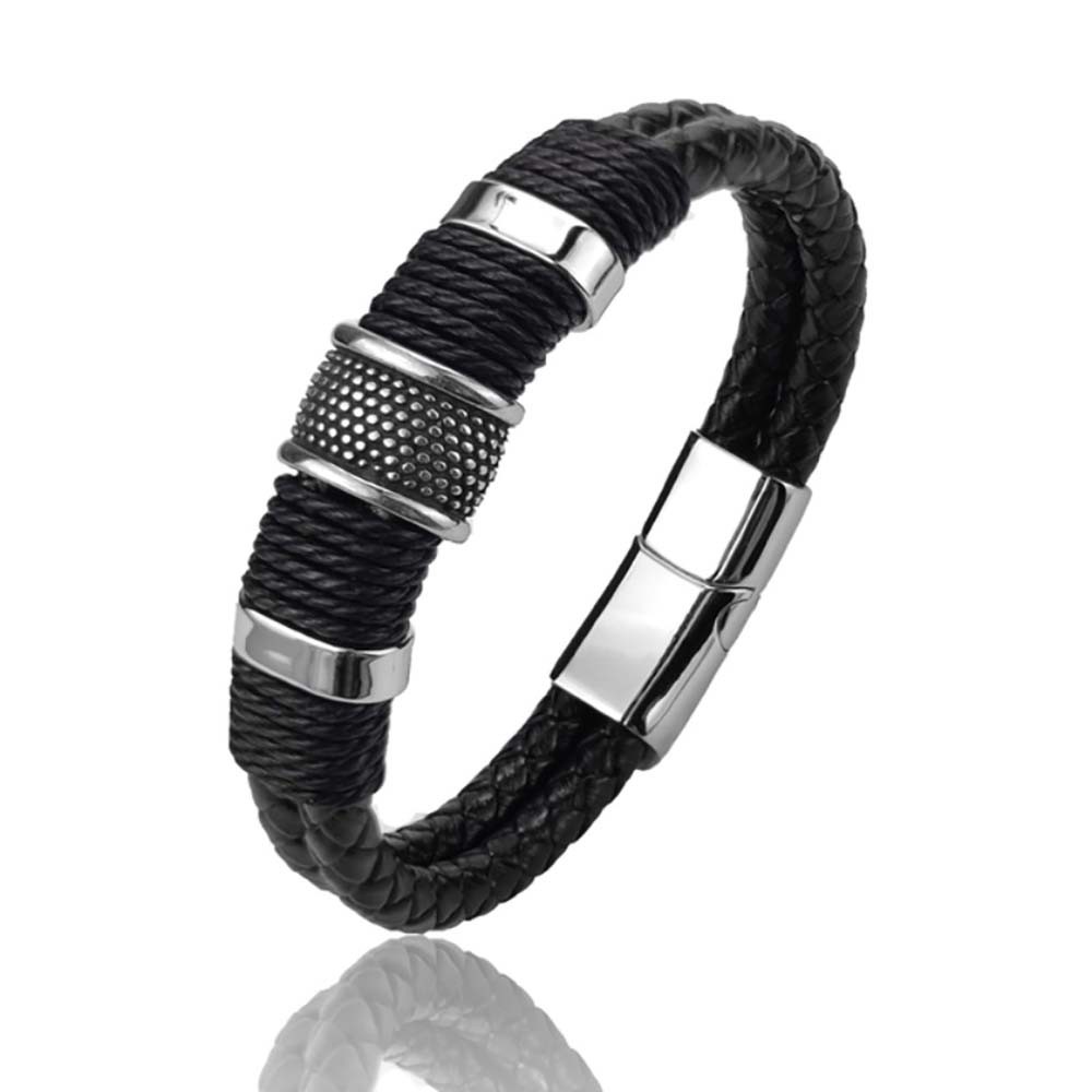 Premium Braided Leather Bracelet for Men Stainless Steel Clasp Fashion Jewelry