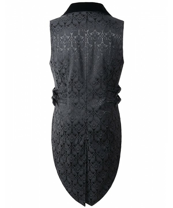 Men’s Brocade Vest Waistcoat Tailcoat Black Velvet Gothic Steampunk/USA Sizes