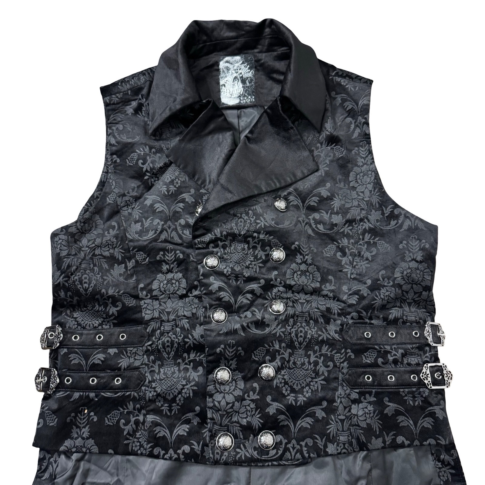 PUNKRAVE BLACK GOTH DARK PRINTING TAILCOAT VAMPIRE VINTAGE WAISTCOAT VEST Y-596
