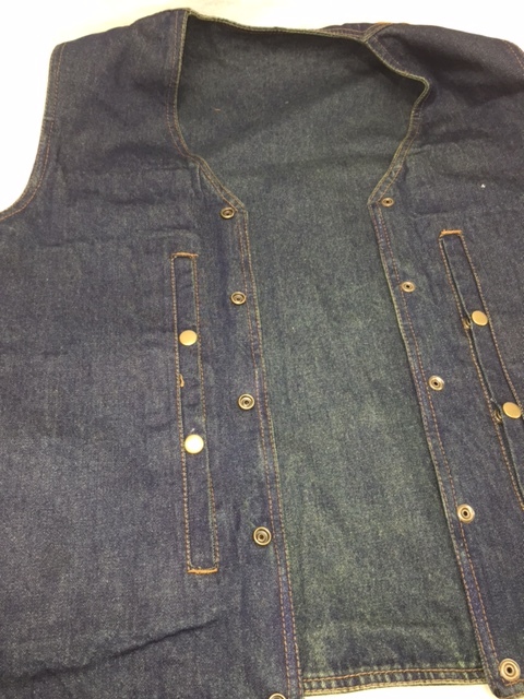MEN’S BLUE 10 POCKET DENIM MOTORCYCLE VEST GUN POCKET W/SIDE LACES 100% COTTON