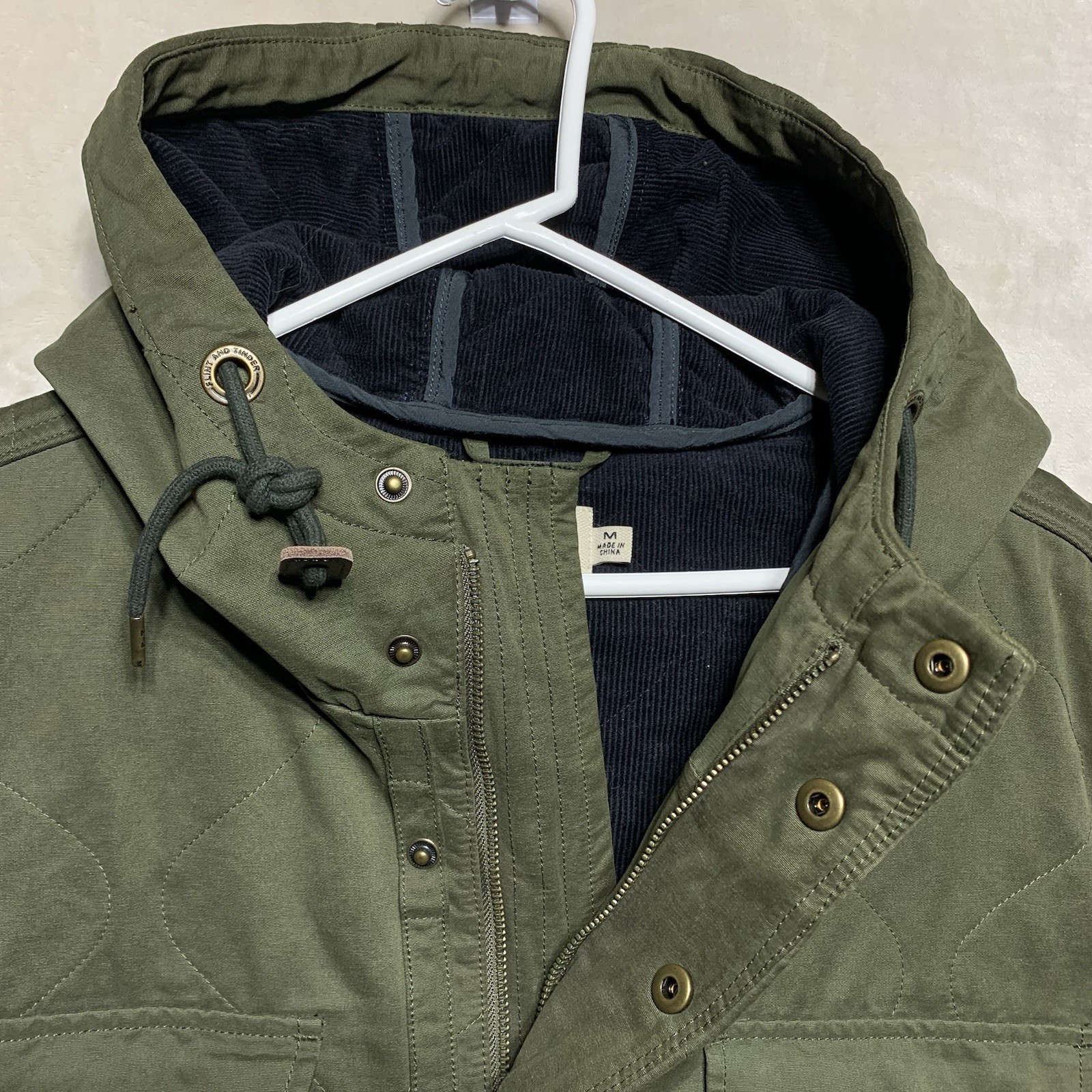 Flint And Tinder Caliber Parka Jacket Men’s M Olive Corduroy Military Huckberry