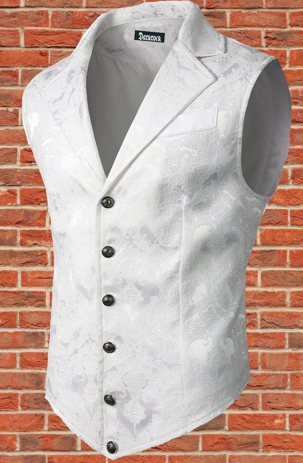 Men’s White Victorian Suit Gentleman Vest Steampunk Gothic Waistcoat/USA