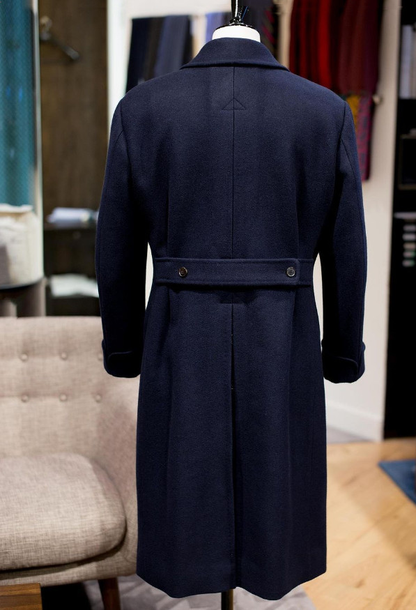 Wool Men’s Long Overcoat Double Breasted Peak Lapel Formal Business Outdoor Coat