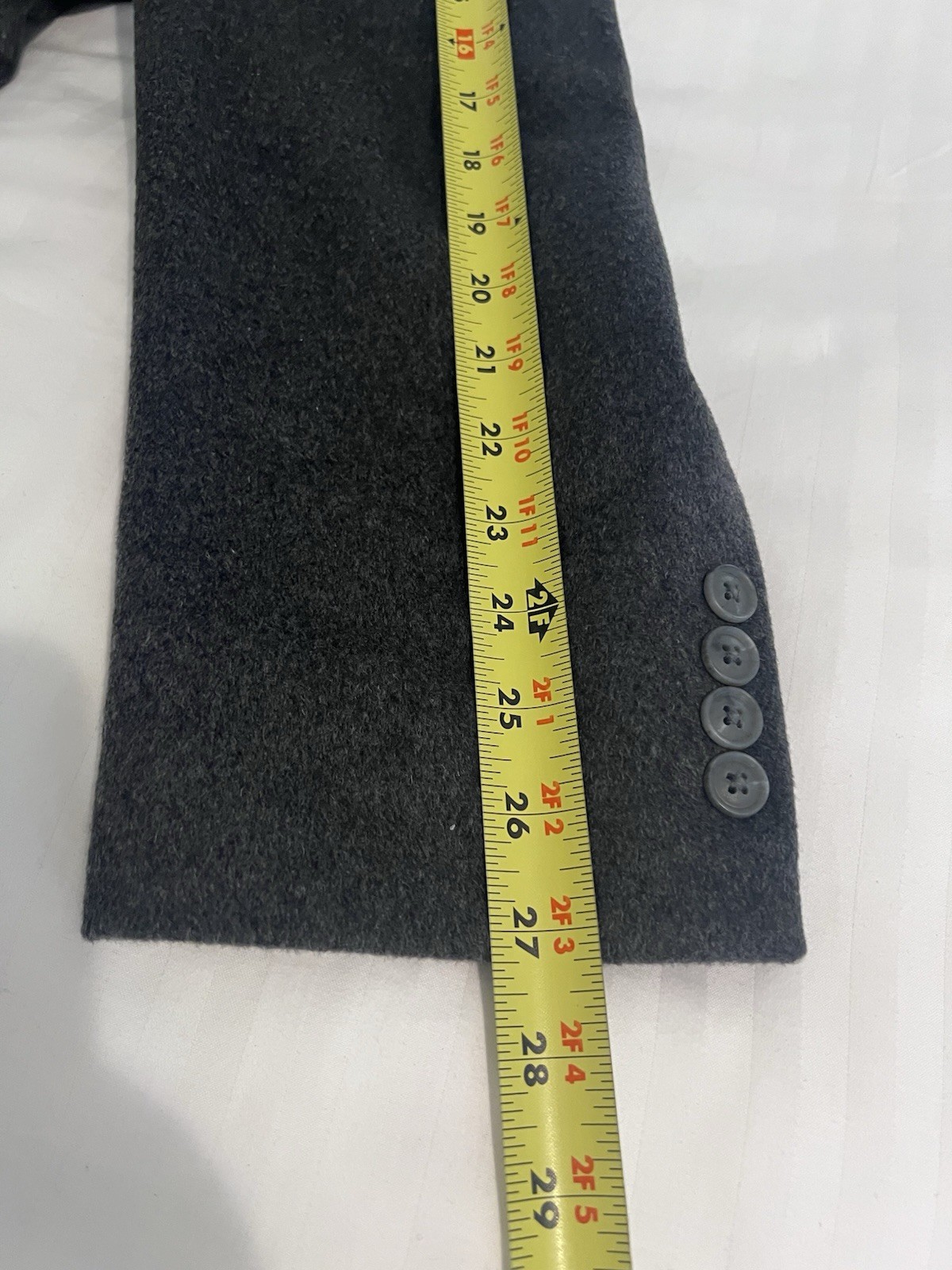 Pronto Uomo Long Overcoat Men’s 46R Grey Wool Single Breasted