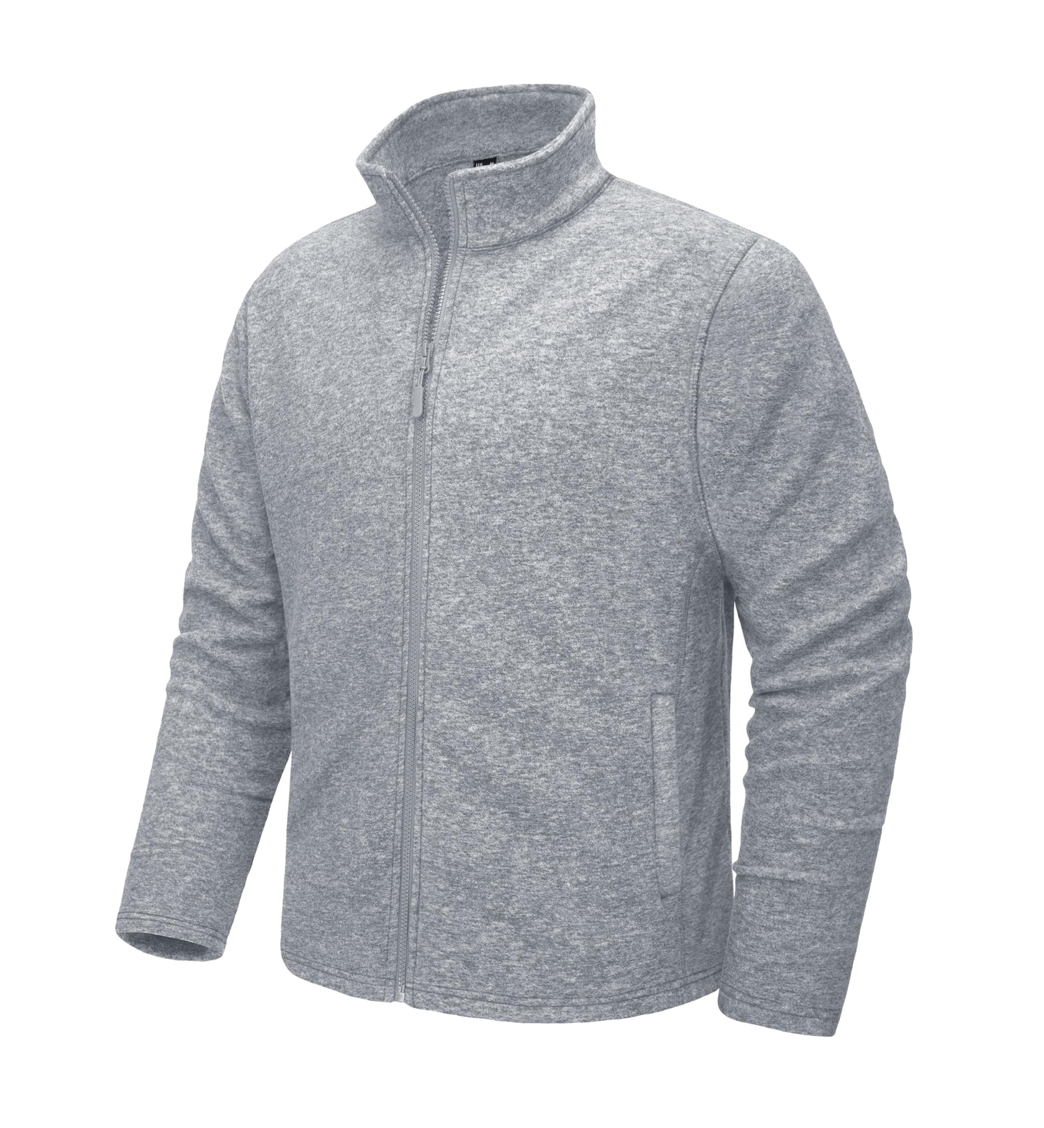 Mens Stand Collar Fleece Jacket Lightweight Full-Zip Warm Coat Casual Sportswear