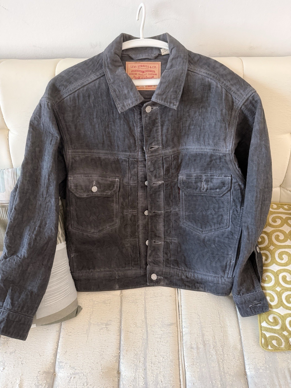 Levi Strauss + Stussy Men’s Gray Trucker Jacket Button Front Pockets Size S