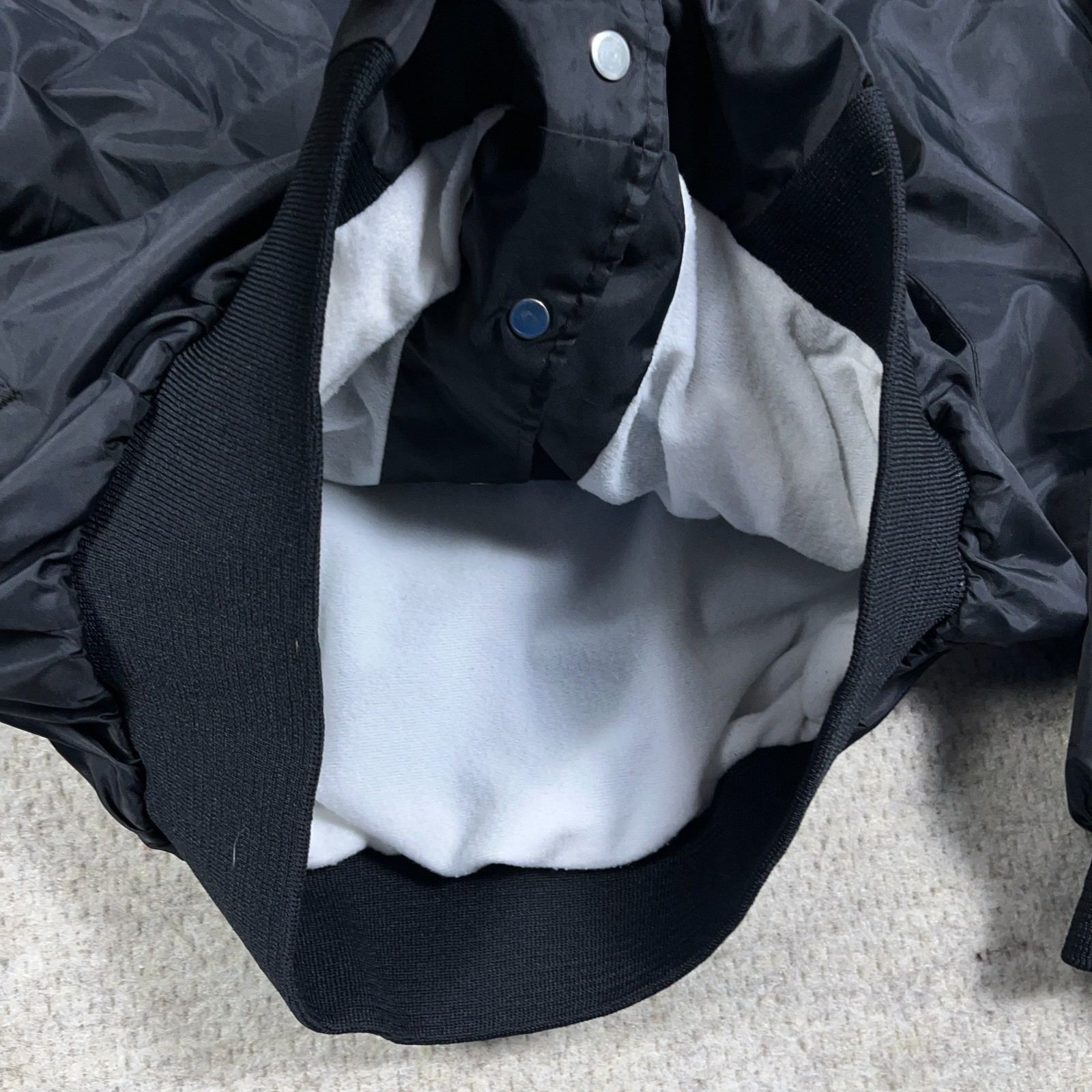 Vintage Satin Jacket Men Large Black Bomber Made In USA 80s 90s Lined Hartwell