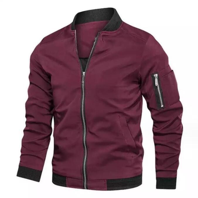 New Spring/ Fall Men’s Zipper Jacket Casual Round Neck Coat Side Pocket Outwear