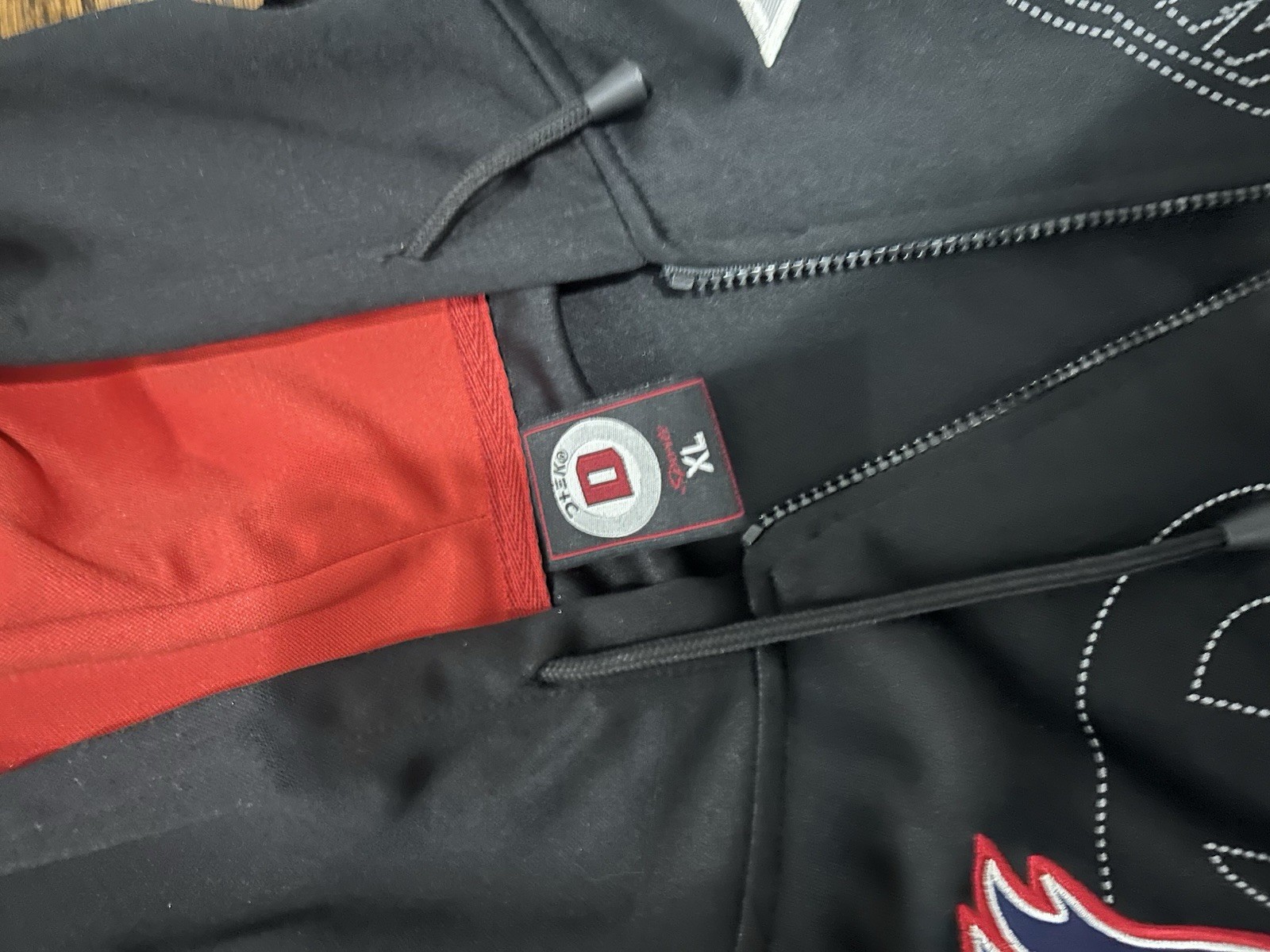 DTEK Men’s Black Full Zip Up Jacket Hardball Classics Sports Team Patches XL