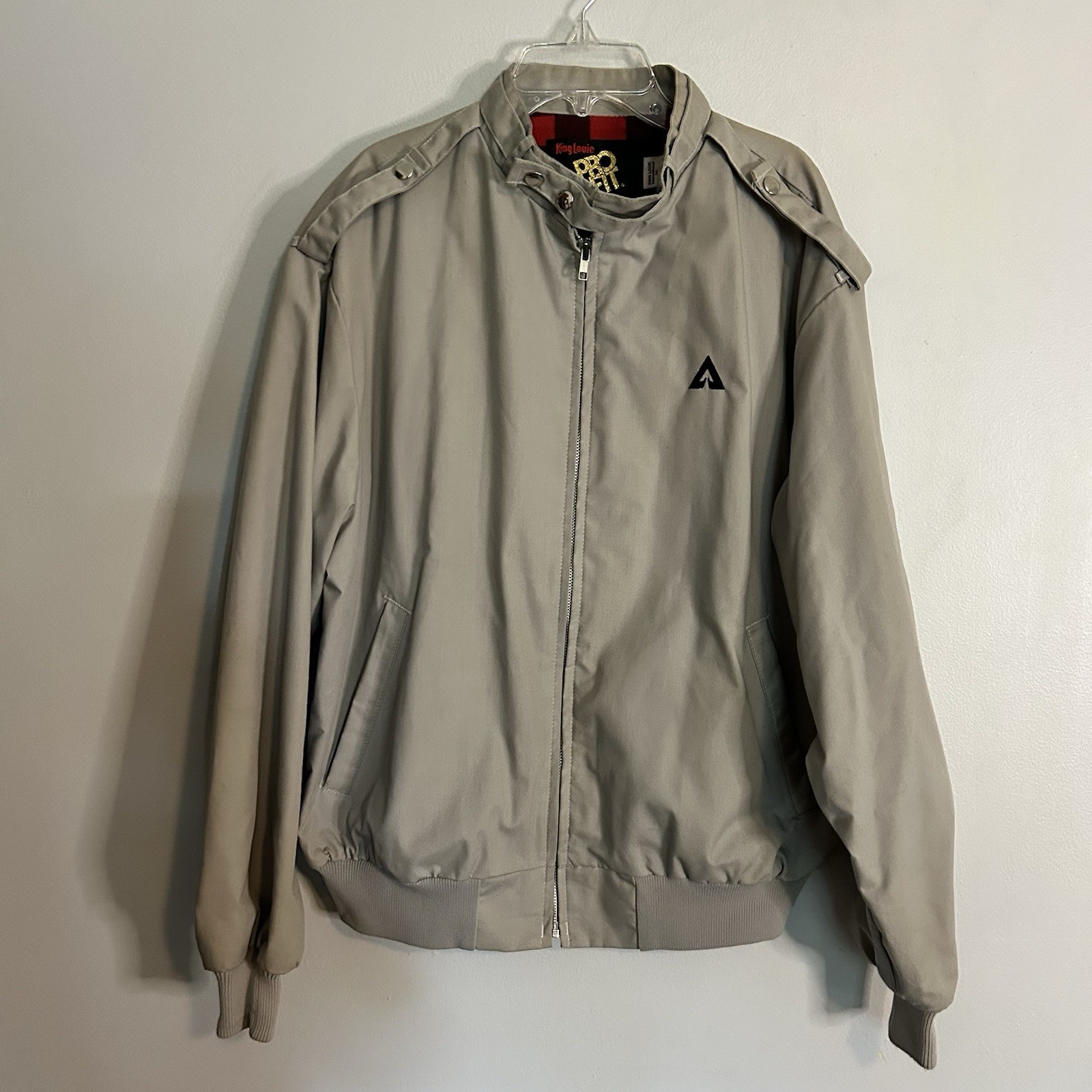 Vtg 70s King Louie Cream Bomber Jacket Harrington Style Men’s Large Golf Jacket