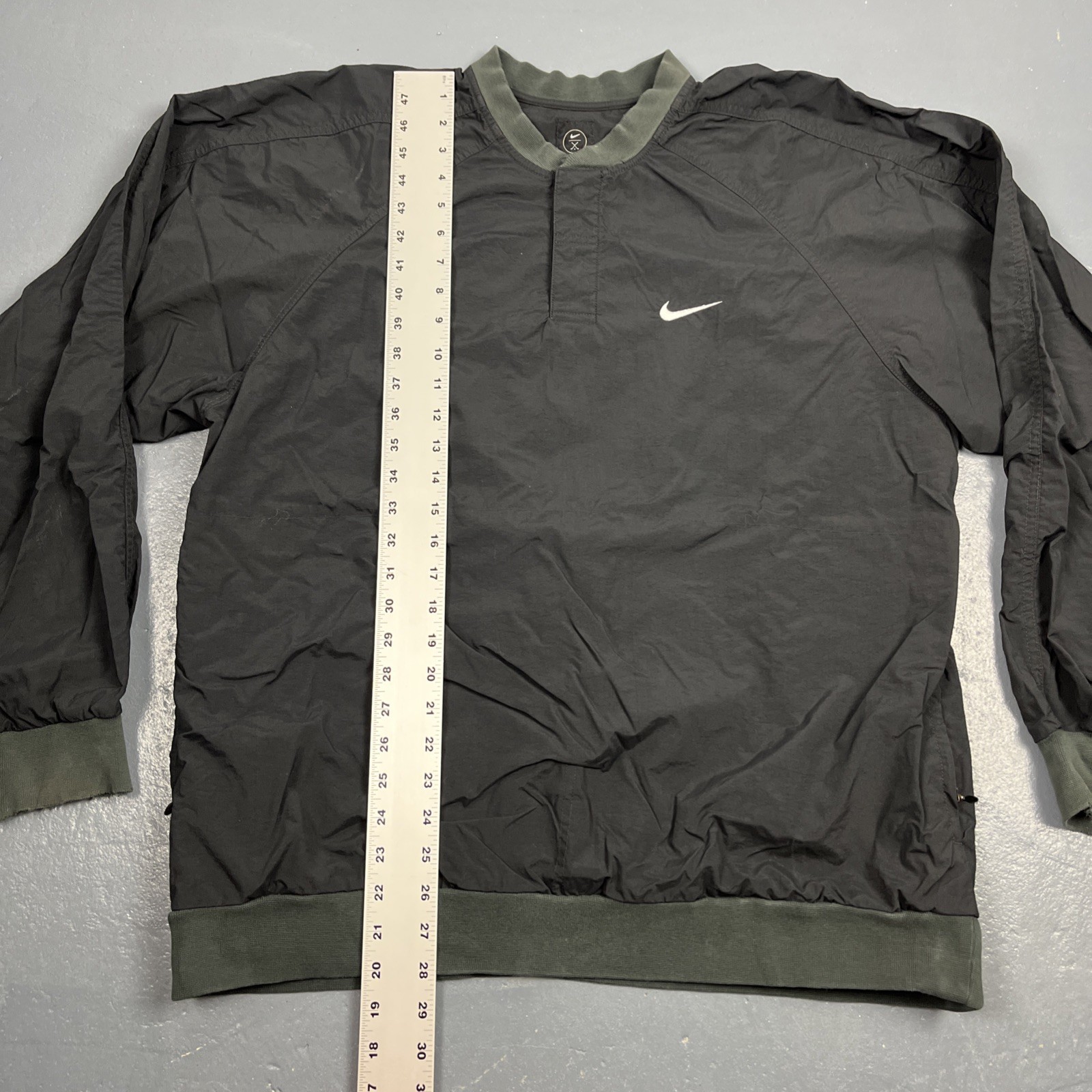 Vintage 90s Y2K Nike Golf Pullover Windbreaker Black Large Pockets VTG Sports