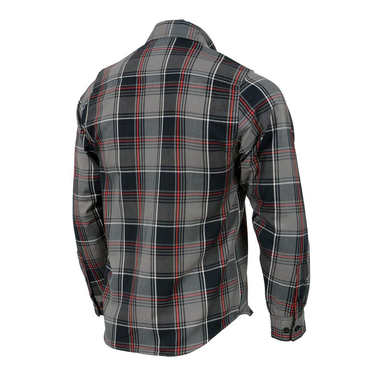 Milwaukee Leather Men’s Black and Grey with Red Long Sleeve Cotton Flannel Shirt