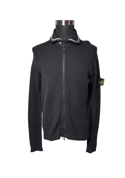Stone Island Black Striped Zip Neck Sweater