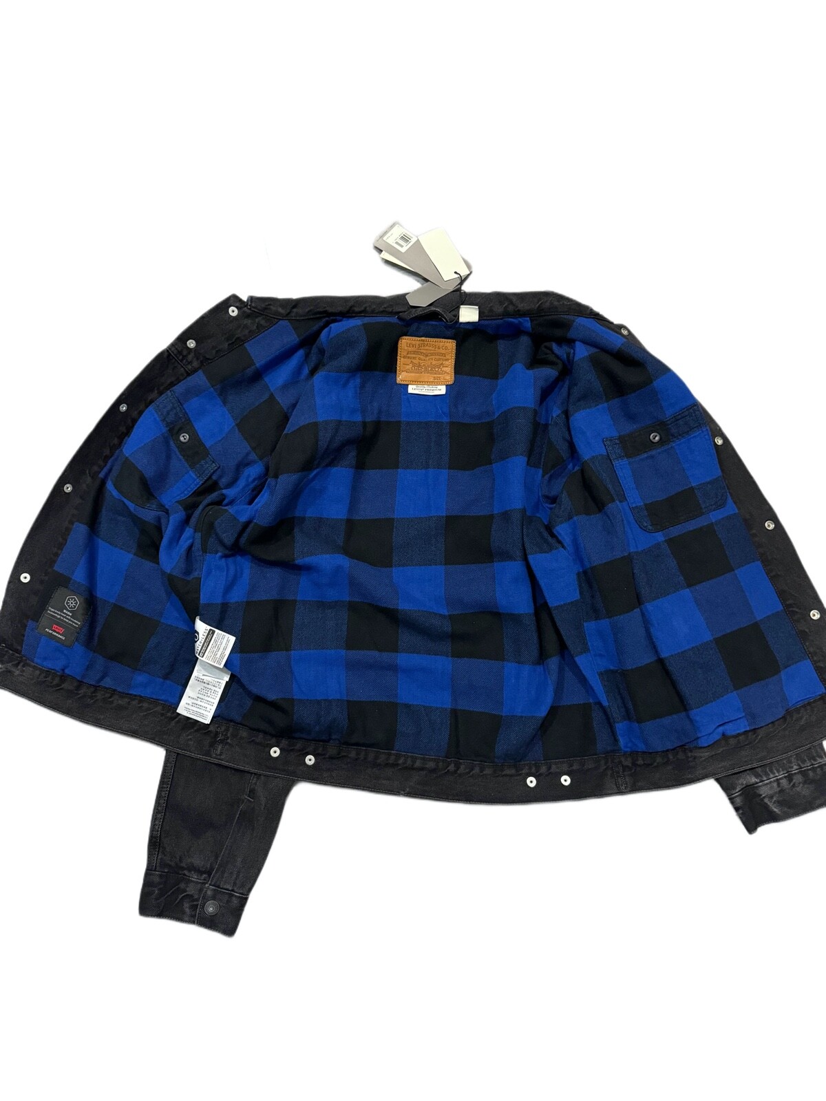 Levi’s Mens Denim Flannel Lined Trucker Jacket Zion Black 0004
