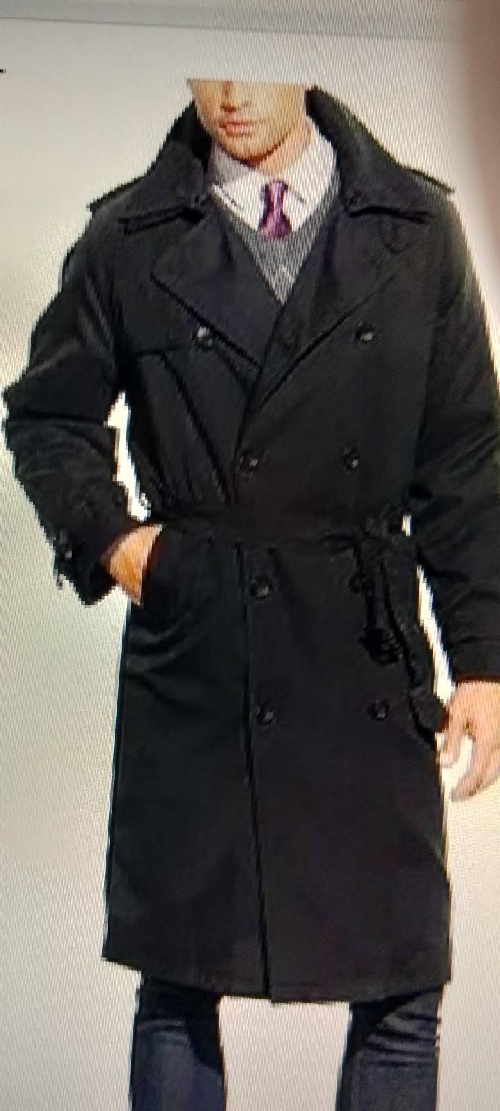 London Fog Double Breasted MainCoats TrenchCoat-Dark Grey-Zipper Lining-44R