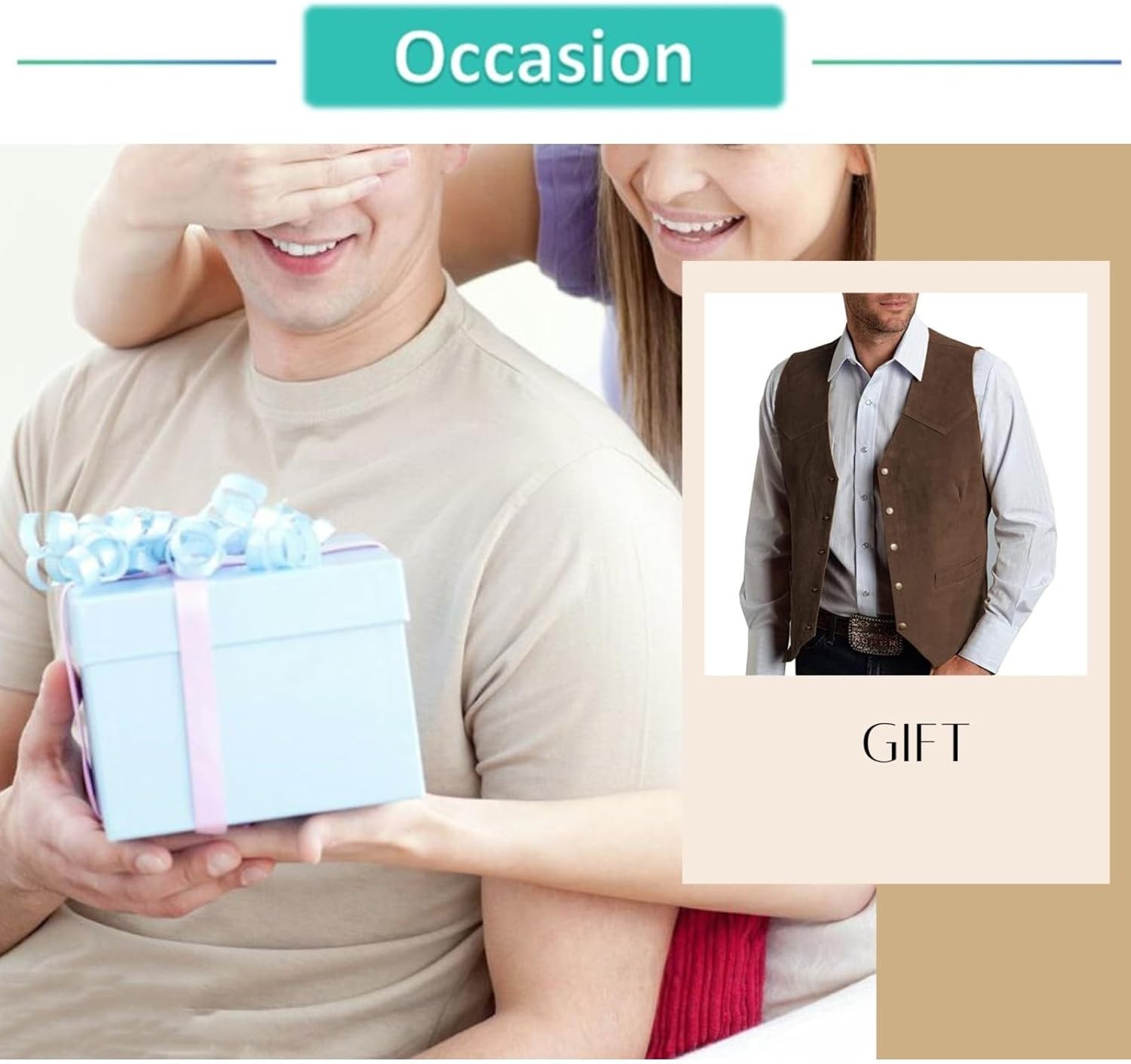 Men’s Suede Leather V-Neck Suit Vest 5 Button Regular Fit Waistcoat Prom Wedding