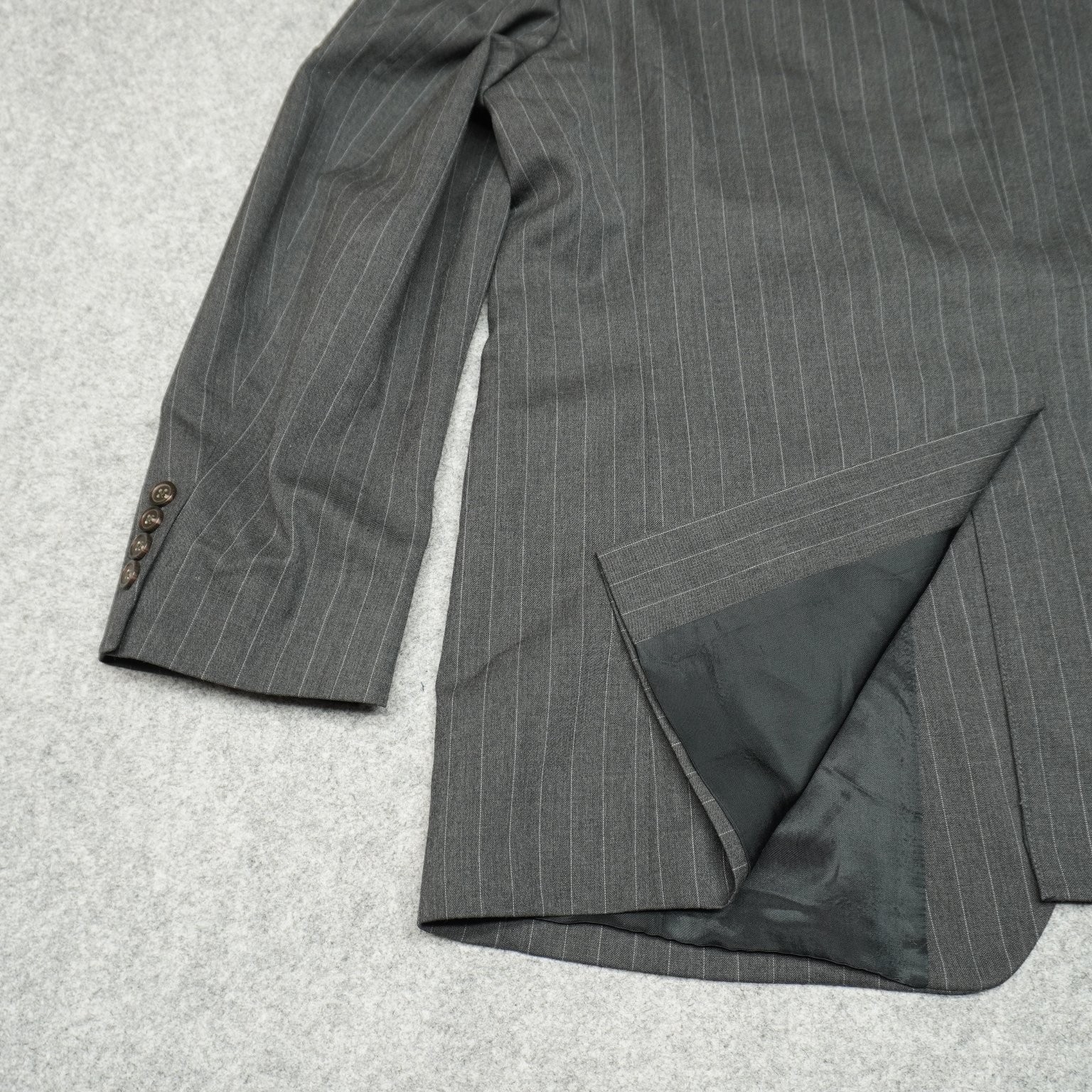 Chaps Men’s Wool Pinstripe Blazer Jacket Gray Size 48R Dry Clean