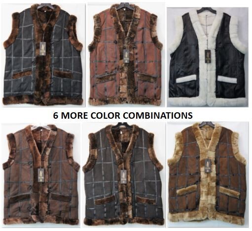 UNISEX 100% REAL SHEEPSKIN SHEARLING LEATHER Fur Vest 10 Colors Men Women S-6XL