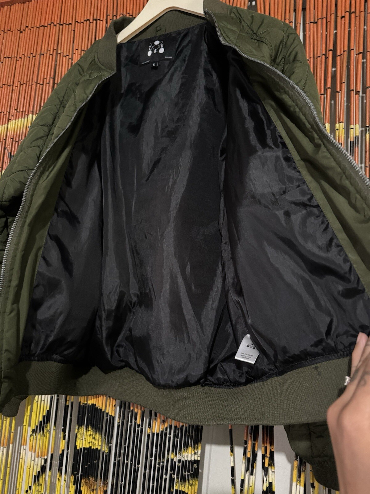 ZAK Los Angeles Full Zip Bomber Jacket Green Size Small