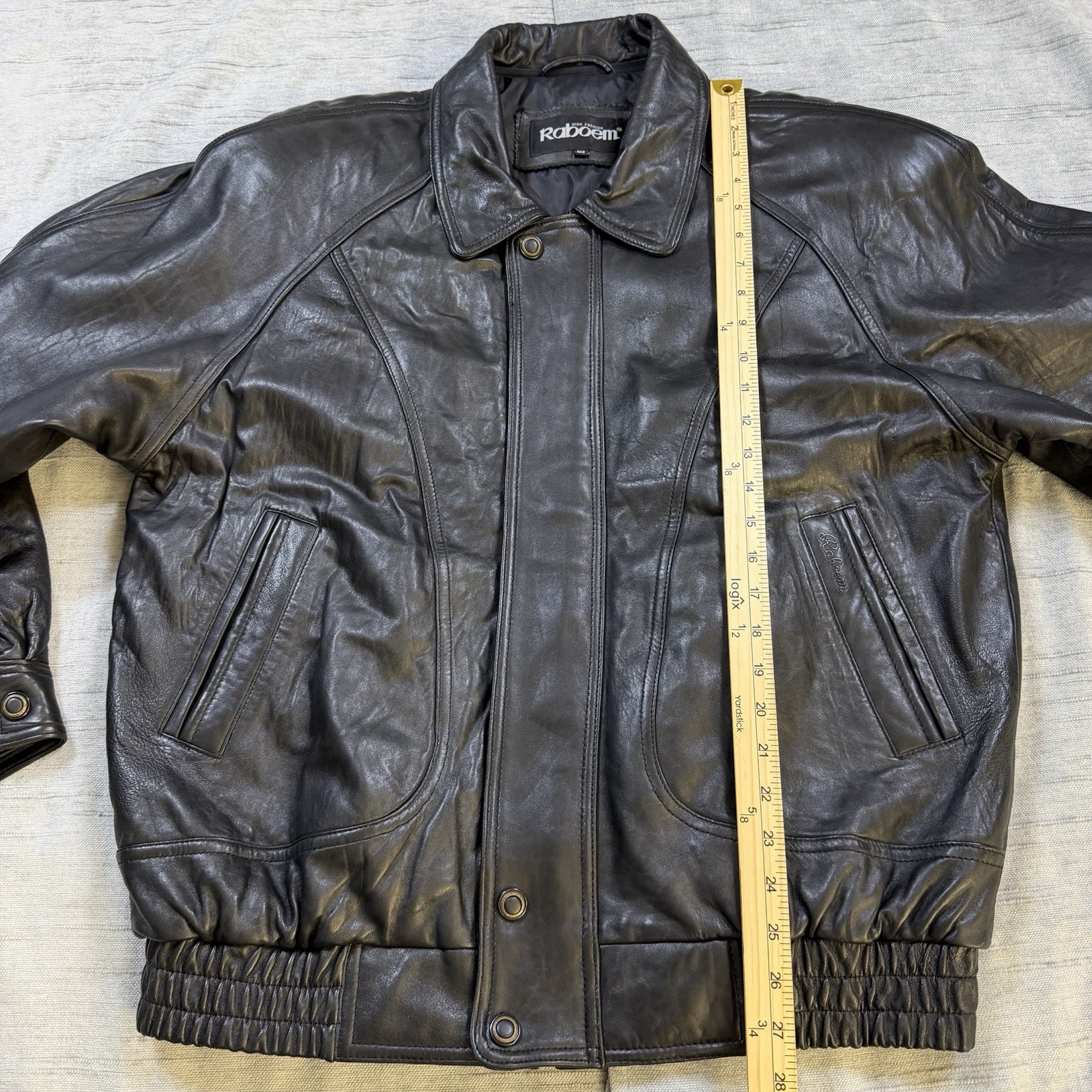 Raboem Premium Leather Bomber / Biker Jacket Men’s Size M 105cm Shoulder Padding