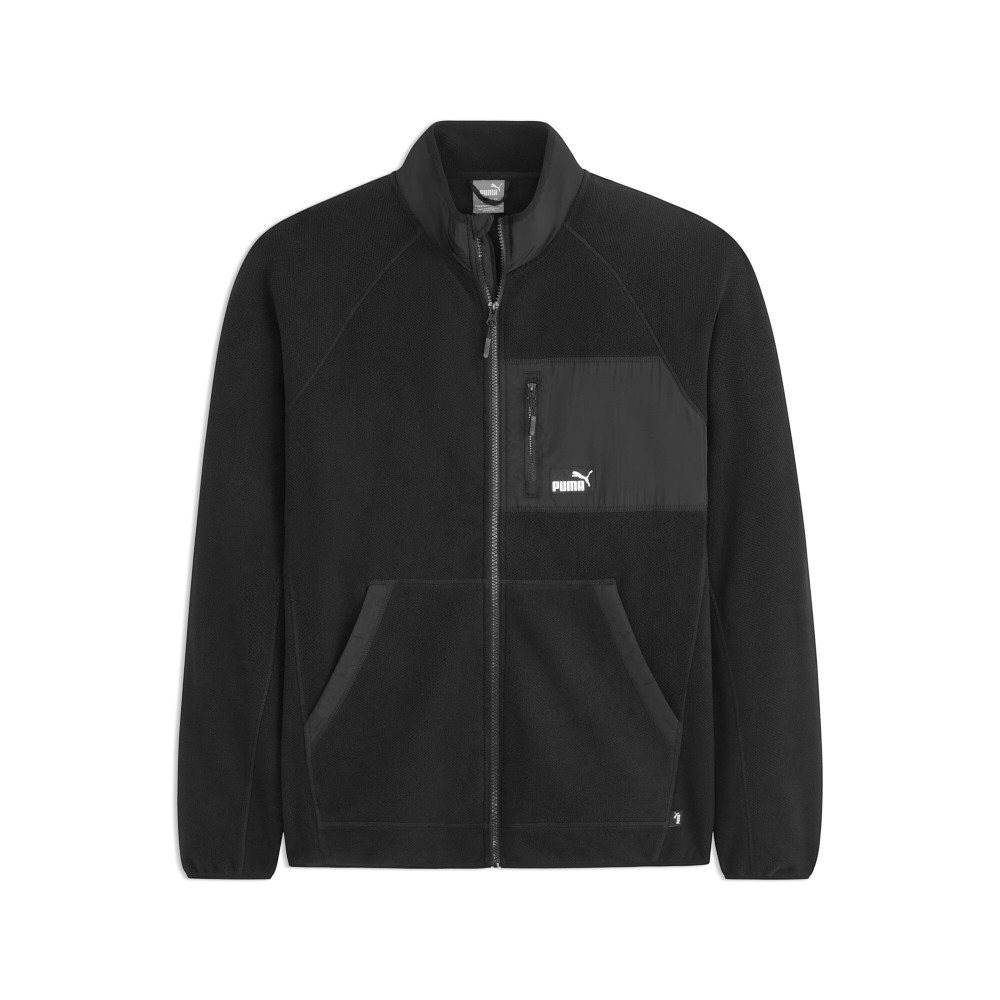 PUMA Polar Fleece Full Zip Jacket Mens Black Casual Athletic Outerwear 94332901