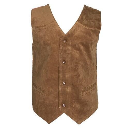 Men’s Suede Vest Soft Casual 4 Snap Closure Western Front Sleeveless Pockets Top