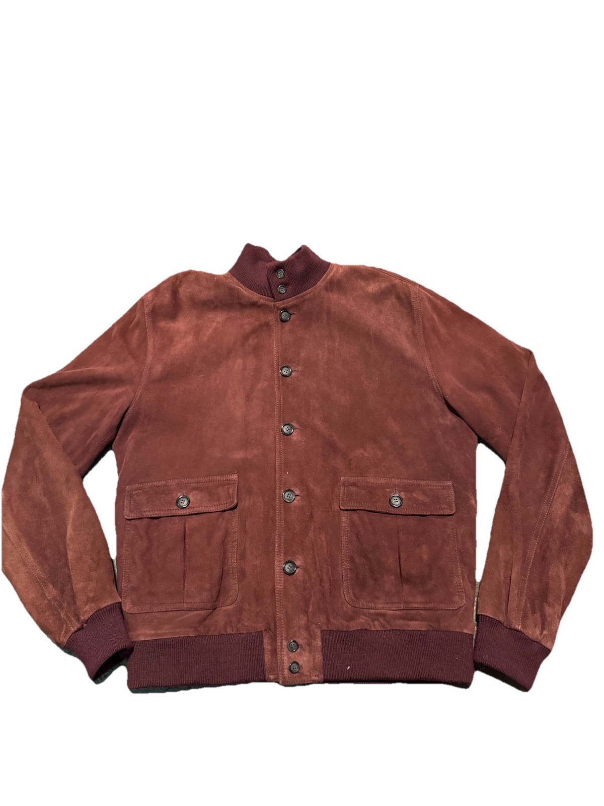 Valstar Valstarino Burgundy Goat Suede Bomber Jacket Made in Italy IT 56 US XL