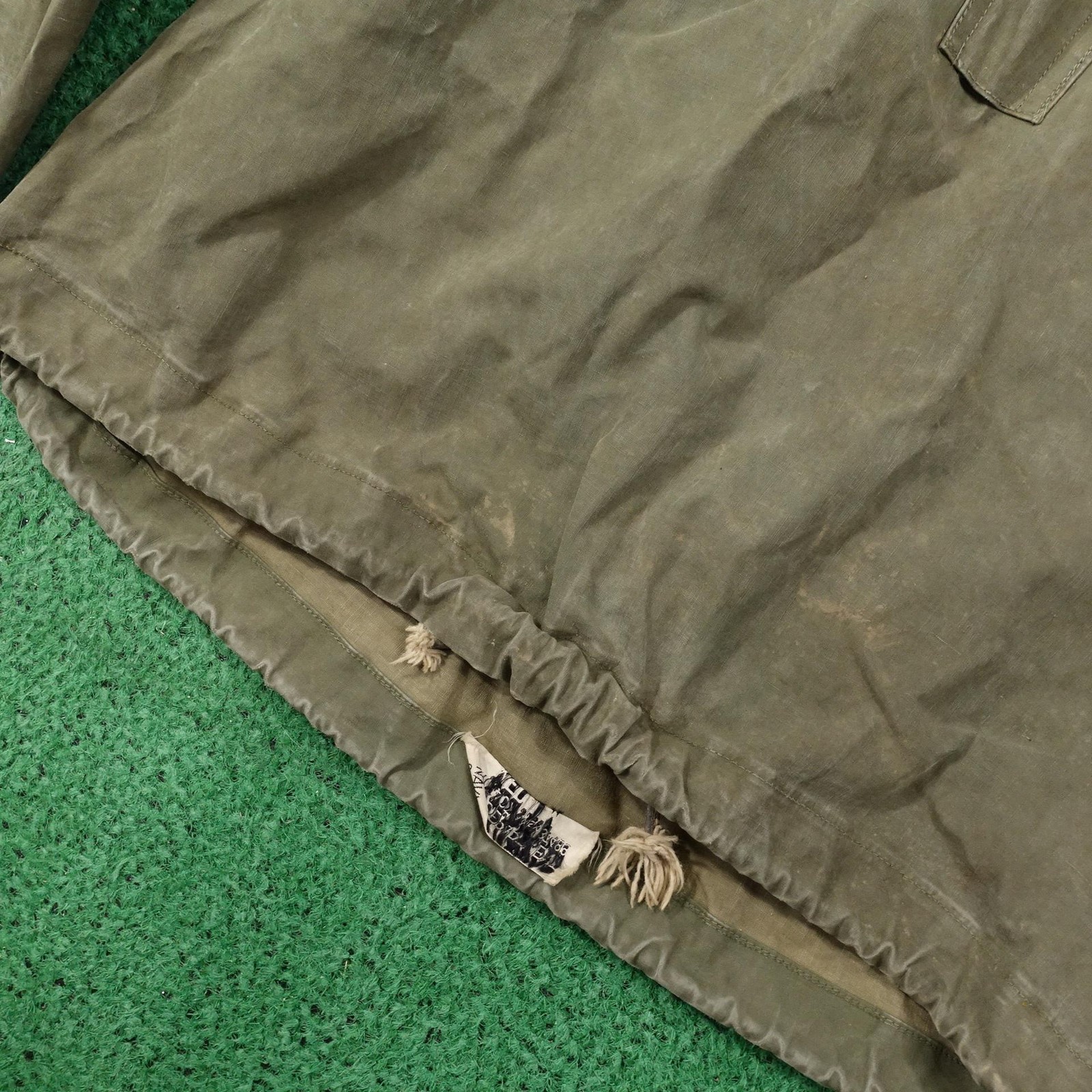 Vintage USN Jacket Medium Green Hooded Anorak Pullover Lace Up Navy Military WW2