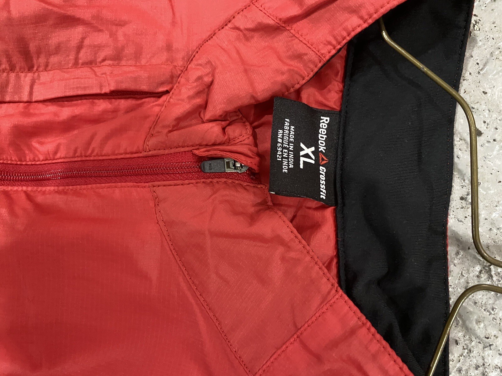 Reebok Jacket Mens XL Wind Breaker CrossFit Solid Red Full Zip Lightweight VTG