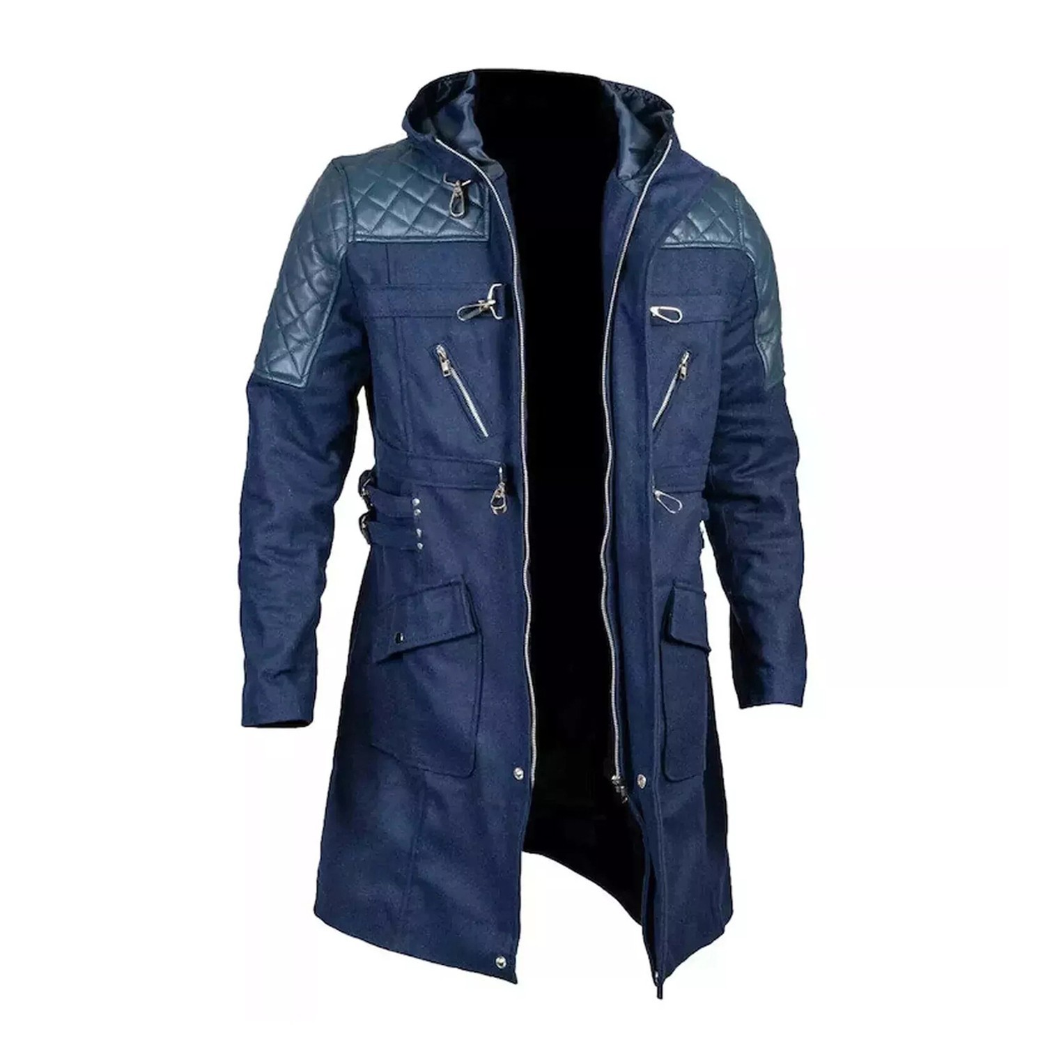 Devil May Cry 5 Nero Coat – Blue Hooded Style – Real Leather Cosplay Trench Jack