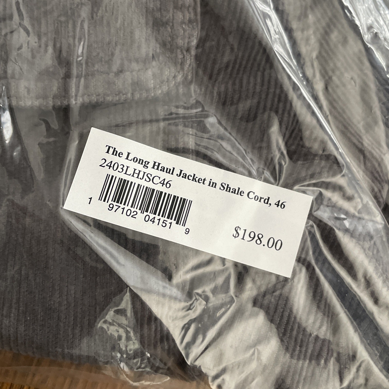 TAYLOR STITCH The Long Haul Jacket in Shale Cord Gray Mens XXL 46 NWT msrp $198