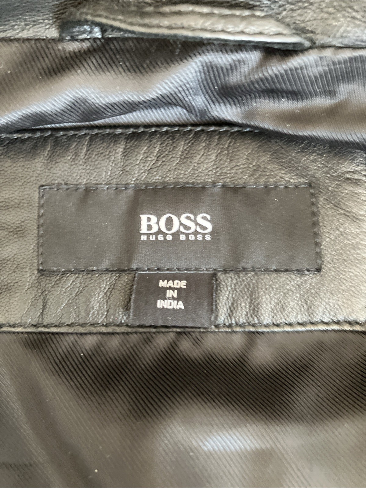 BOSS Hugo Boss Leather Jacket, Black, Puffer, Pockets, Size M Short (?)