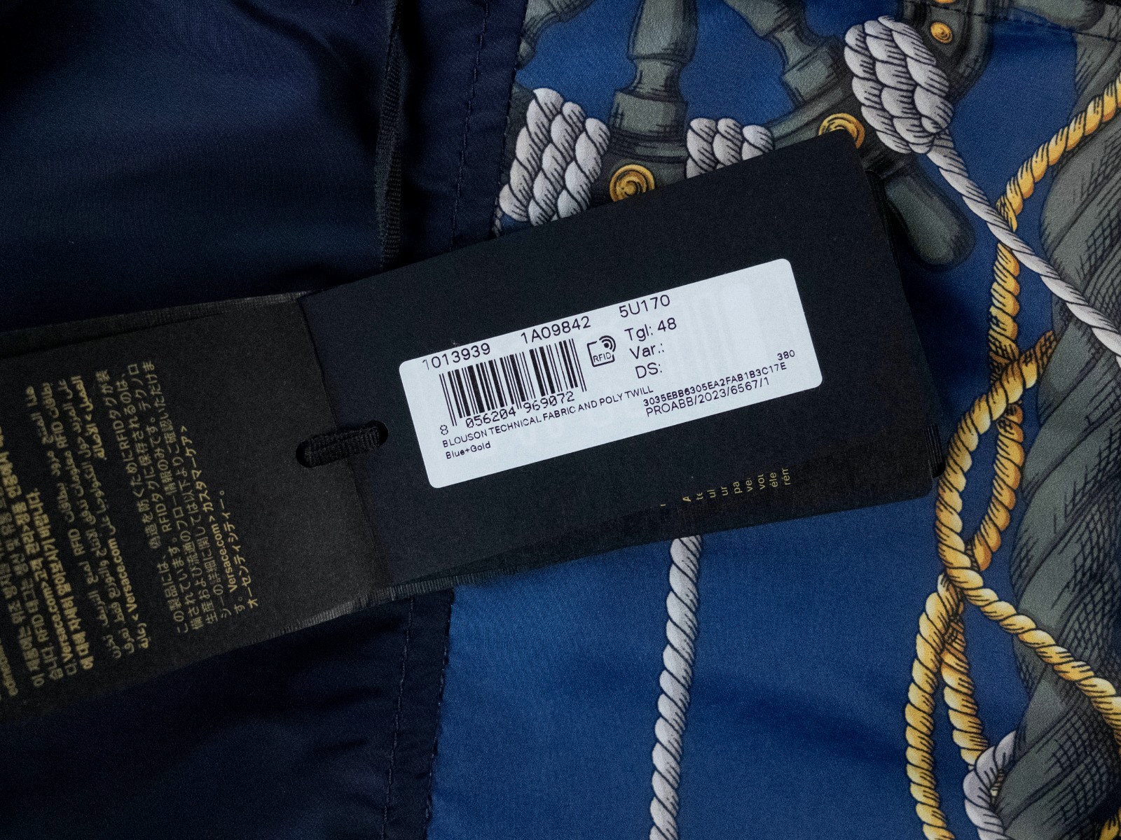 (NO CUSTOMS TAX) VERSACE navy blue Nautical nylon windbreaker Size Medium