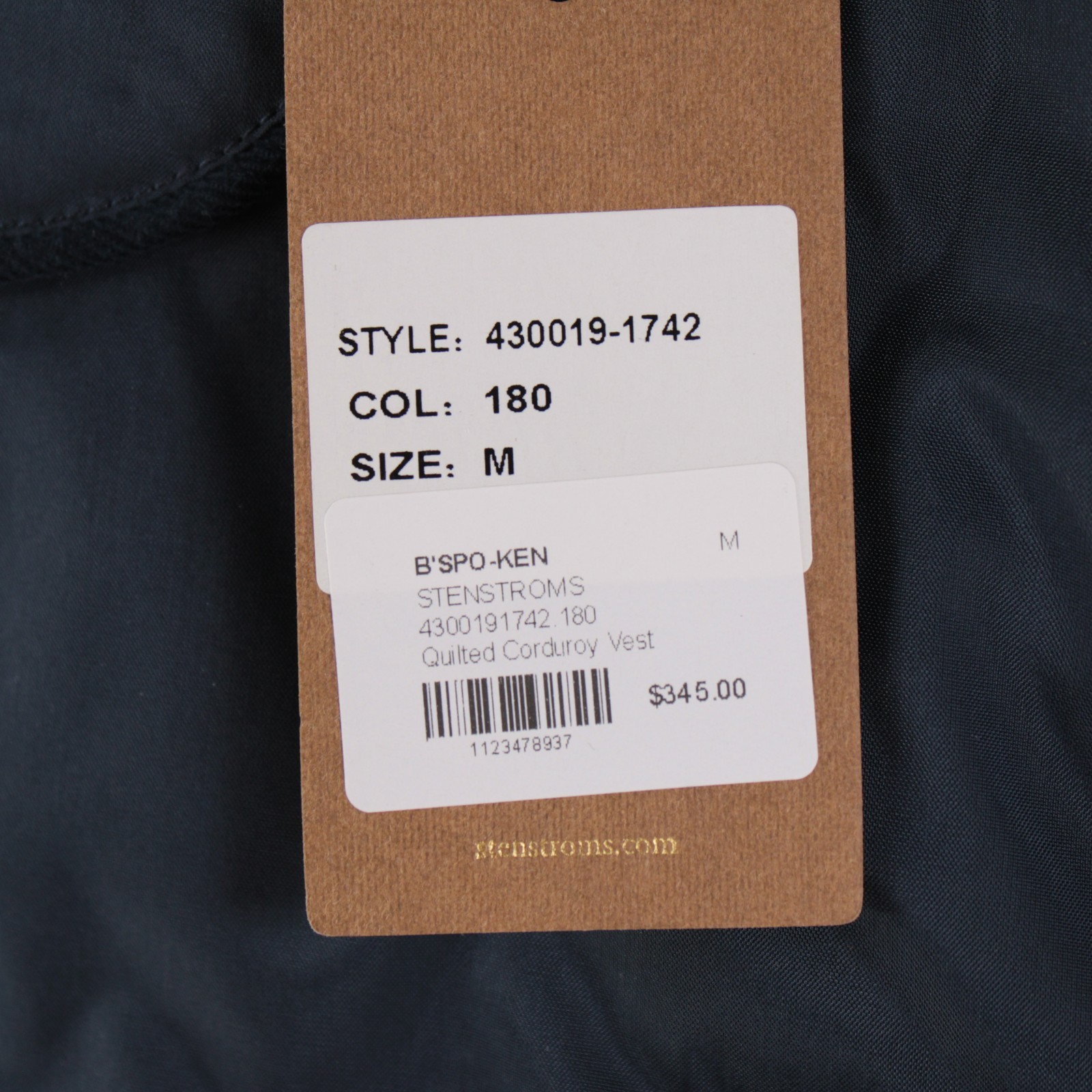 Stenstroms NWD 100% Cotton Corduroy Down Vest Size Medium In Solid Blue