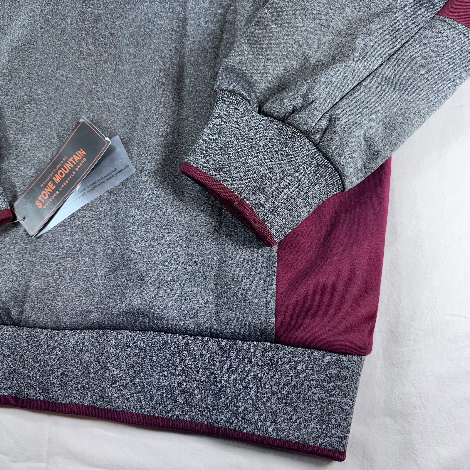 NEW Stone Mountain Jacket Mens Med Full Zip Gray Burgundy Mock Neck