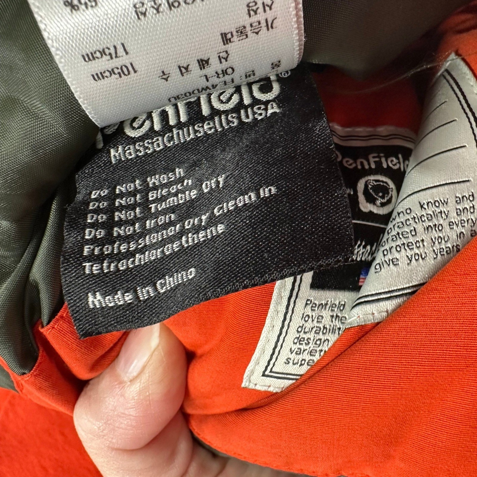Penfield Unisex Sz L Down Parka Orange Coyote Fur Trim Hooded Jacket Gorpcore