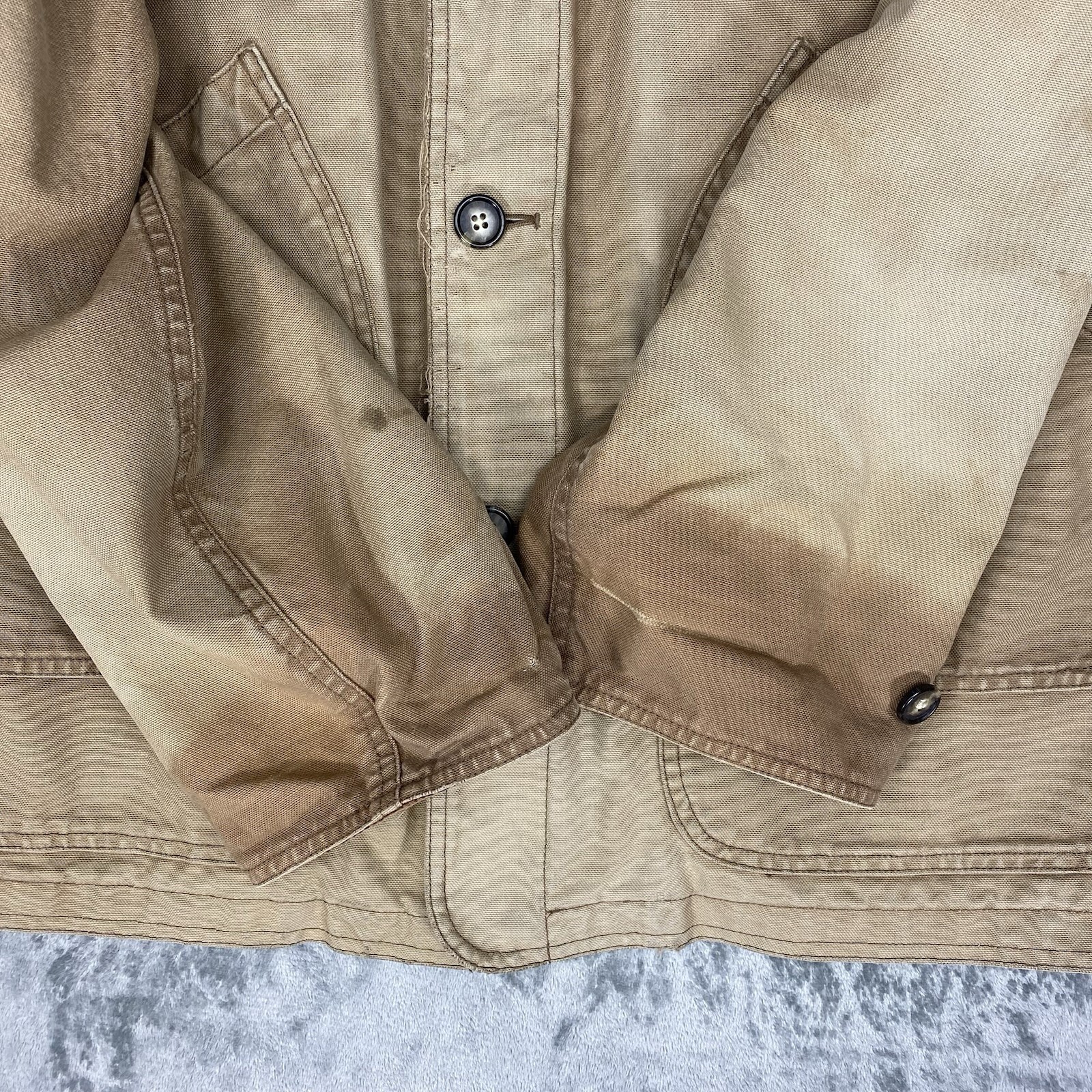 Vtg Lands End Jacket Mens Sz XL Tan Field Barn Chore Coat Corduroy Thrashed Fade