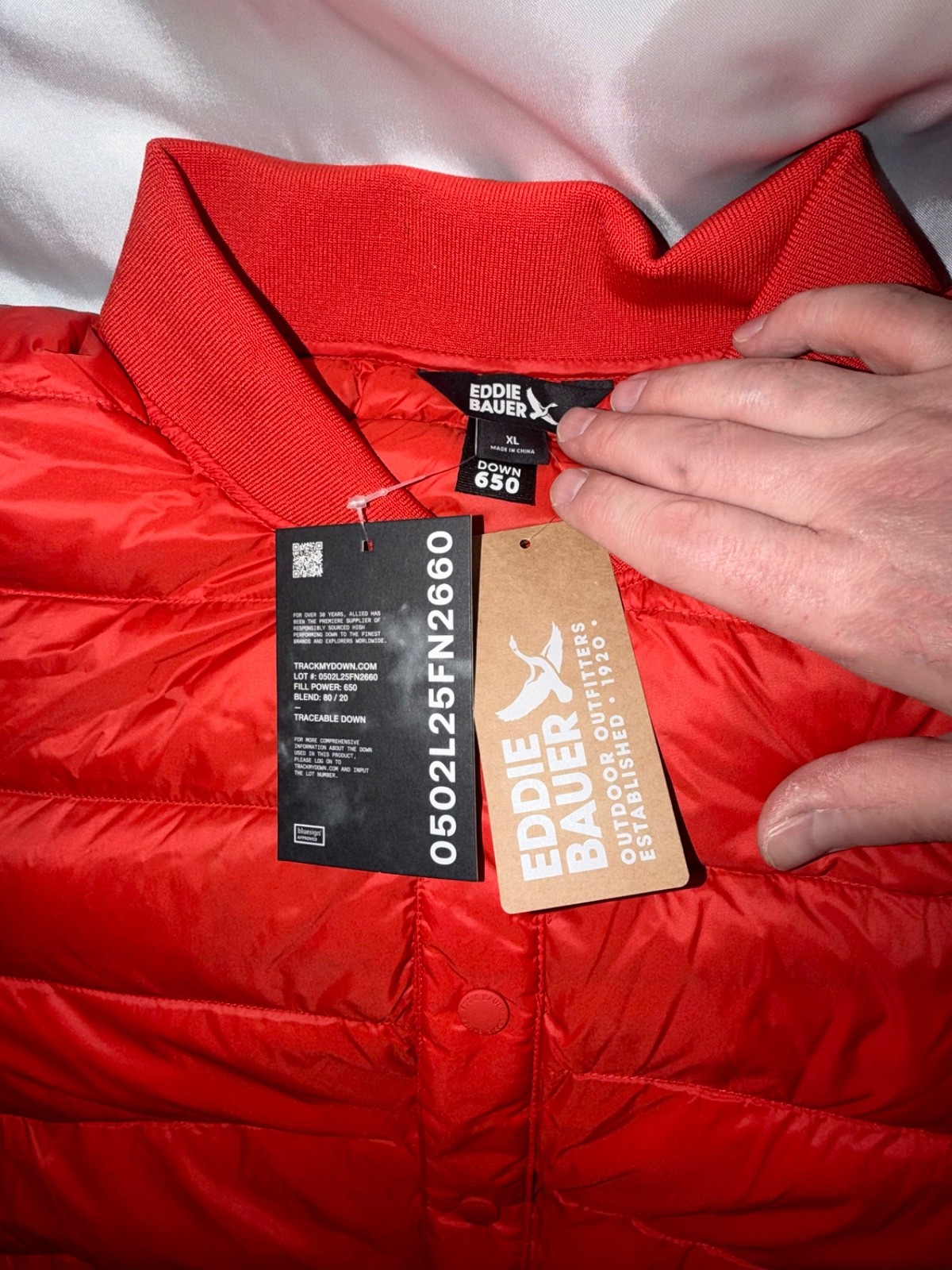 NWT Eddie Bauer Red Nylon Down Camp Suit 2025 One Piece XL