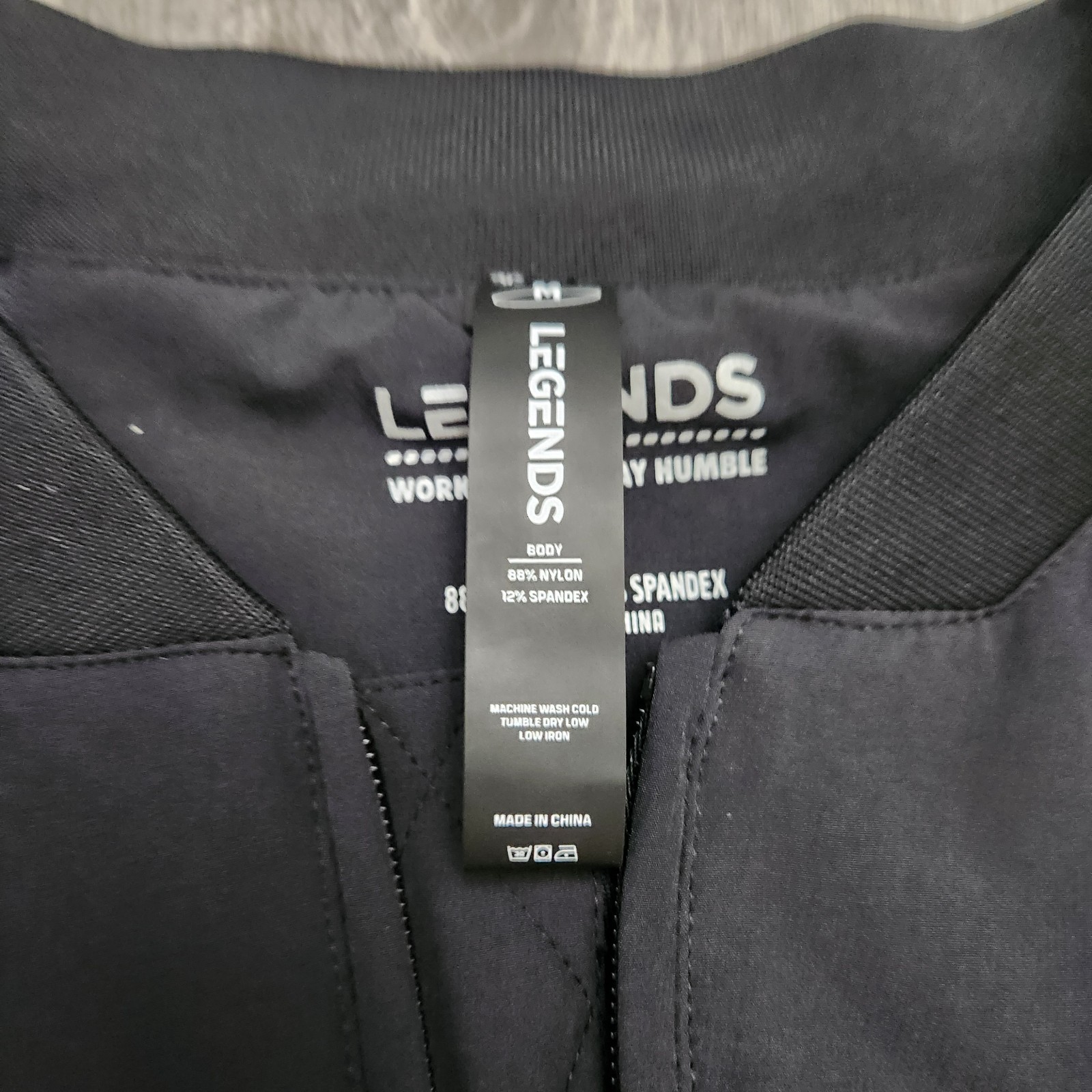 Legends Jacket Men Medium Carson Bomber Coat Black Spandex Stretch Full Zip