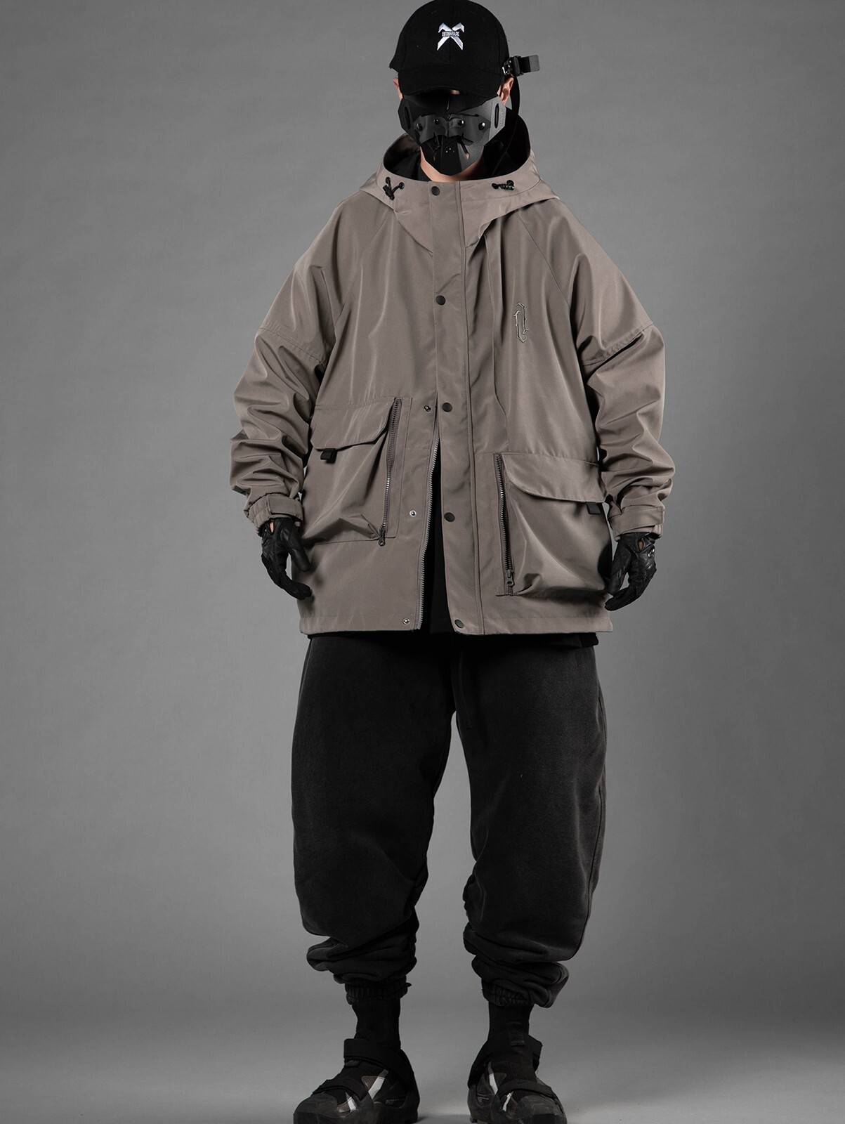 Niepce Men’s Zipper Windbreaker Techwear Streetwear Jacket with Hood