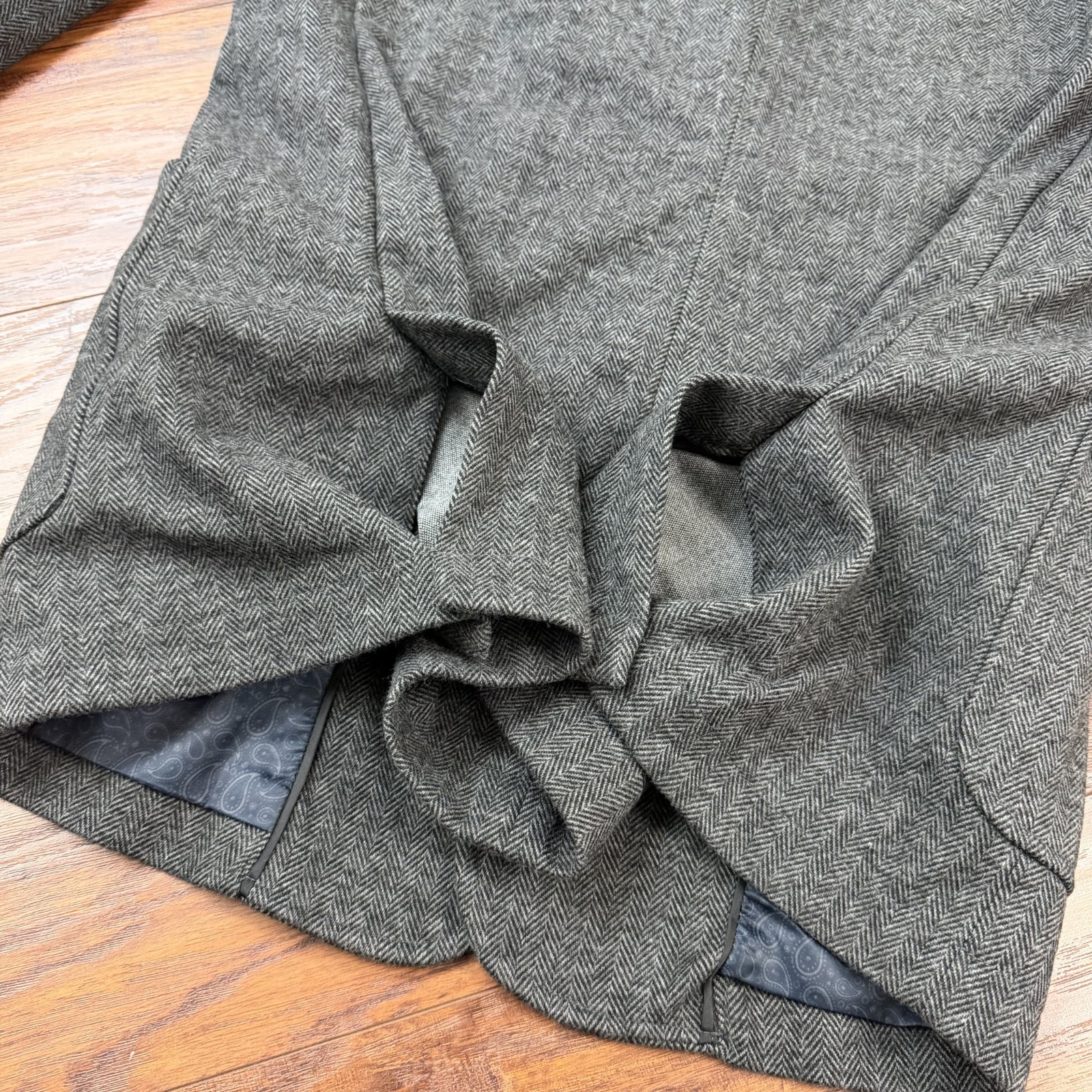 Civil Society Blazer Mens L Gray Herringbone Knit Two Button Gustave Stretch