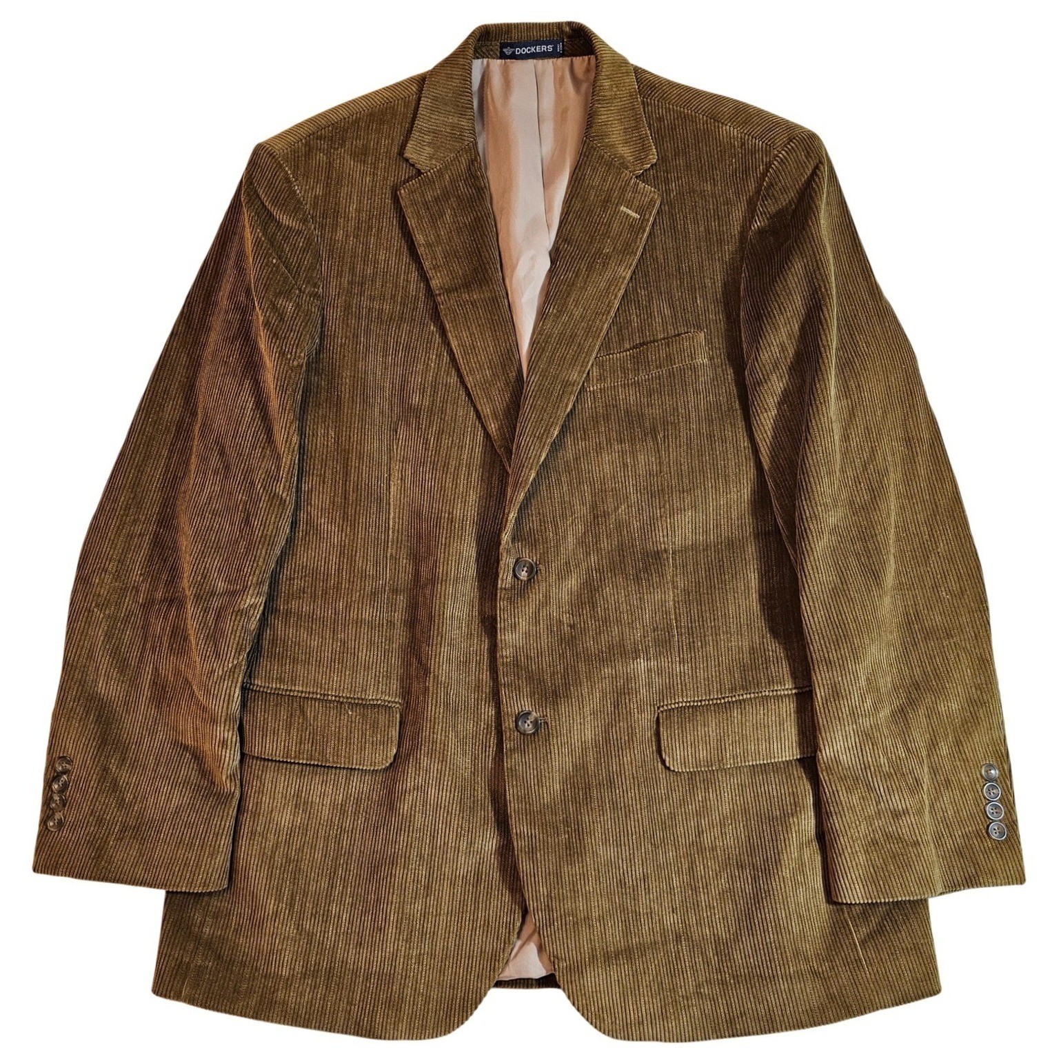 Dockers Brown Corduroy Blazer Jacket Size 44L Two Button Cotton
