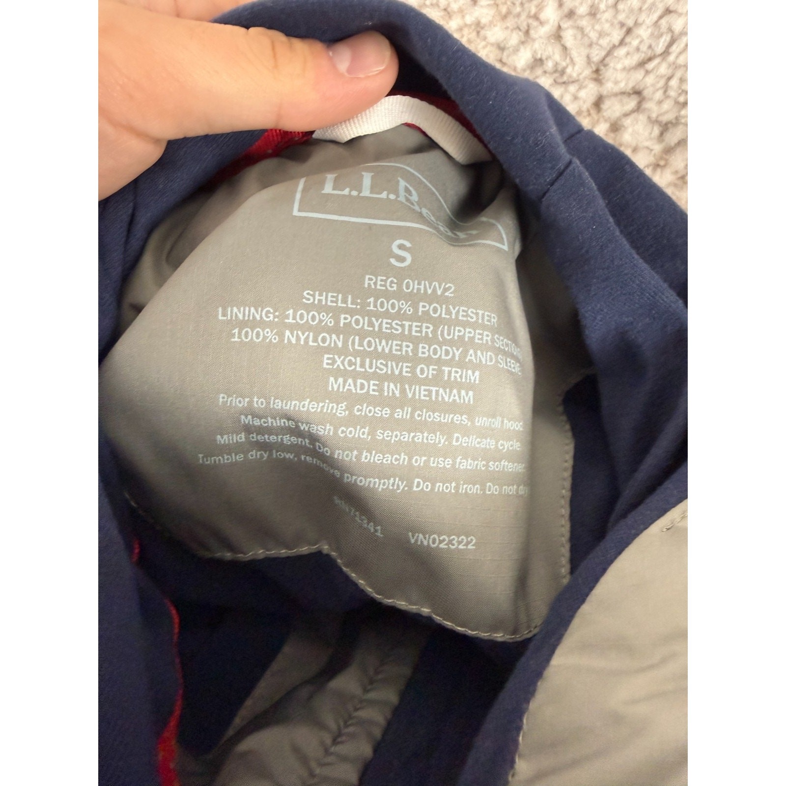 LL Bean Size S Outdoor Drawstring Hooded Windbreaker Jacket Gray Long Sleeve