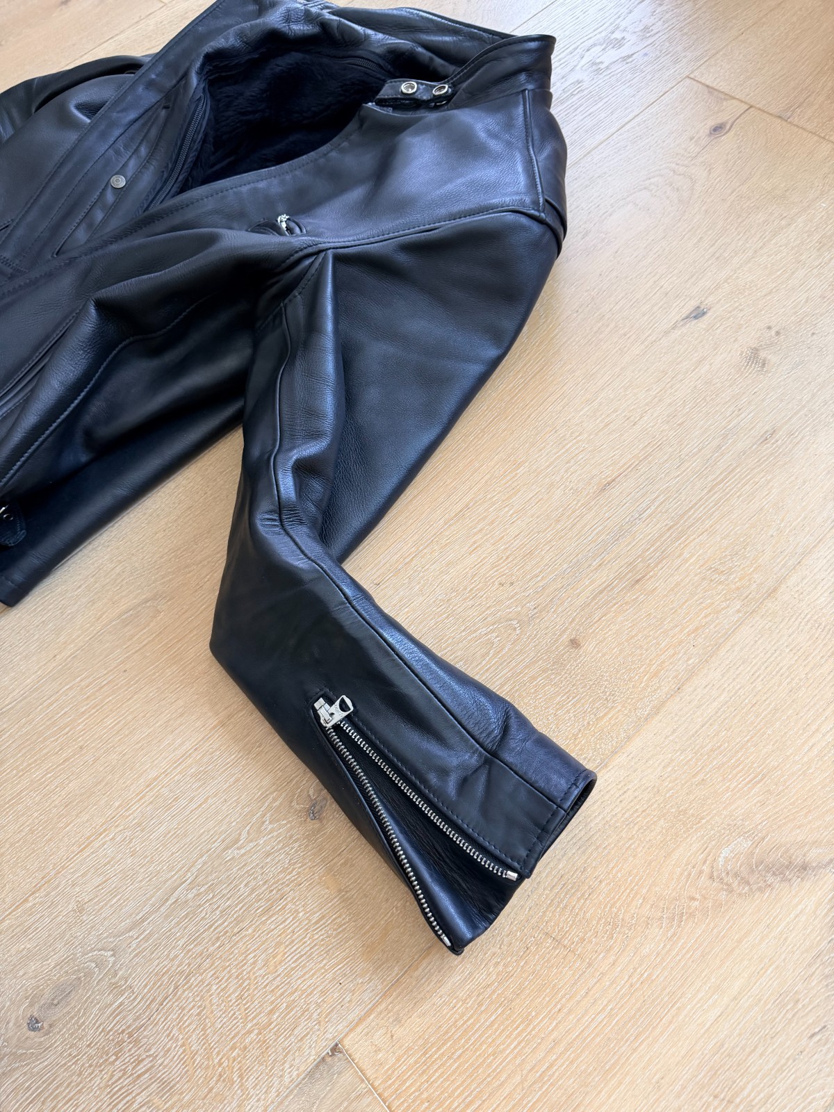 schott cafe racer leather jacket – in naked cowhide 141, sz 40 – removable liner